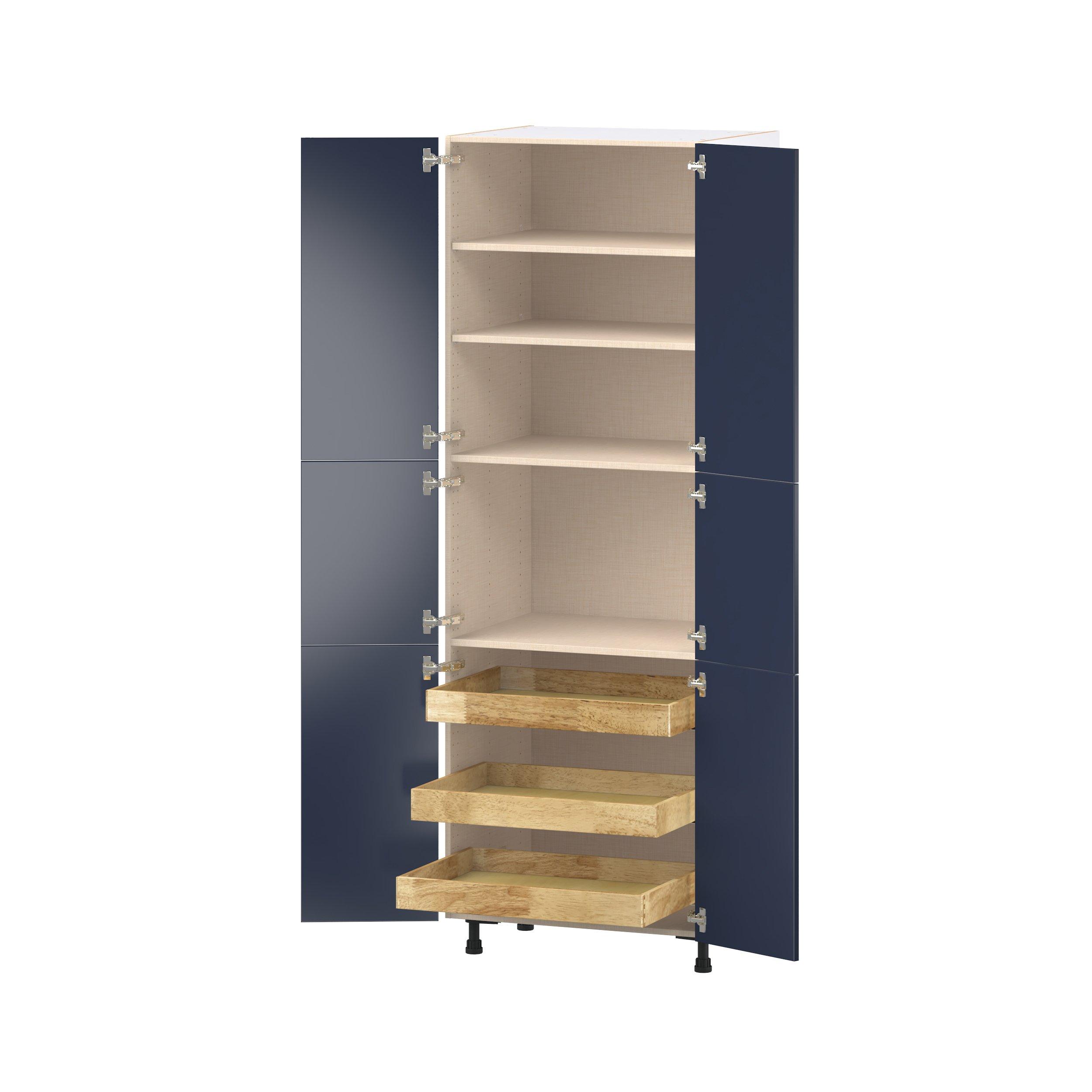 Peachtree 30 in. Painted Midnight Blue Pantry Cabinet with Inner Pull-Out Drawer