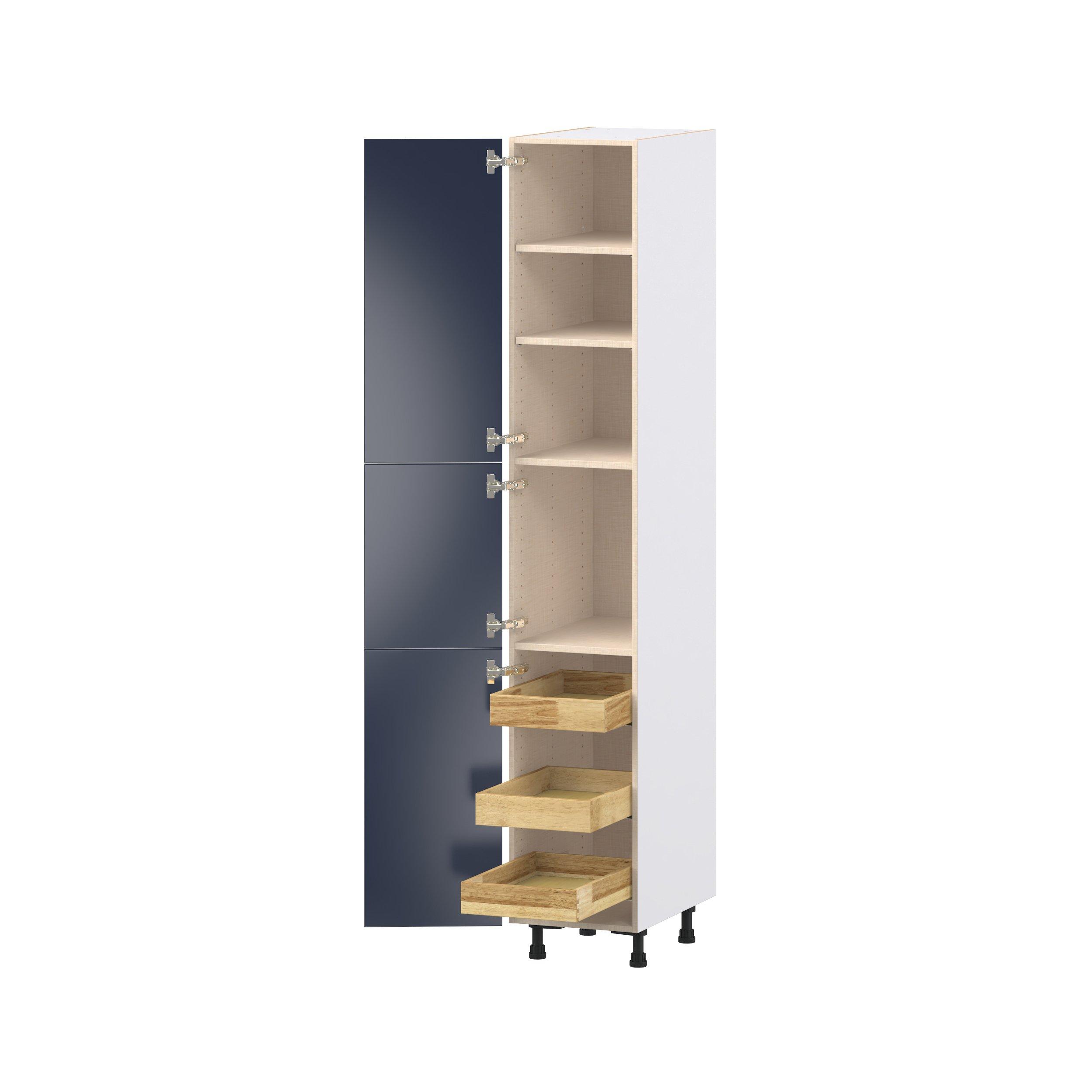 Peachtree 15 in. Painted Midnight Blue Pantry Cabinet with Inner Pull-Out Drawer