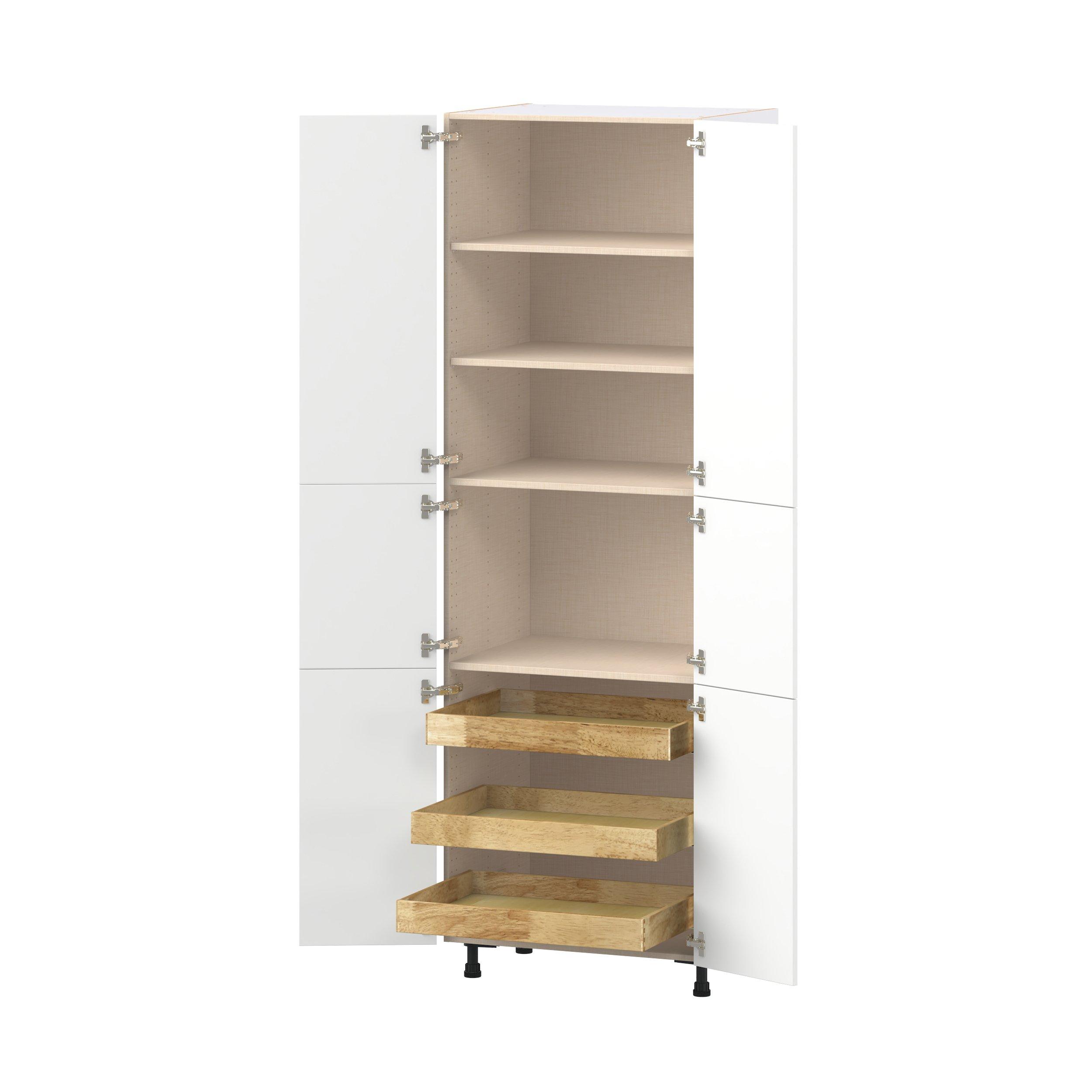 Peachtree 30 in. Painted Bright White Pantry Cabinet with Inner Pull-Out Drawer