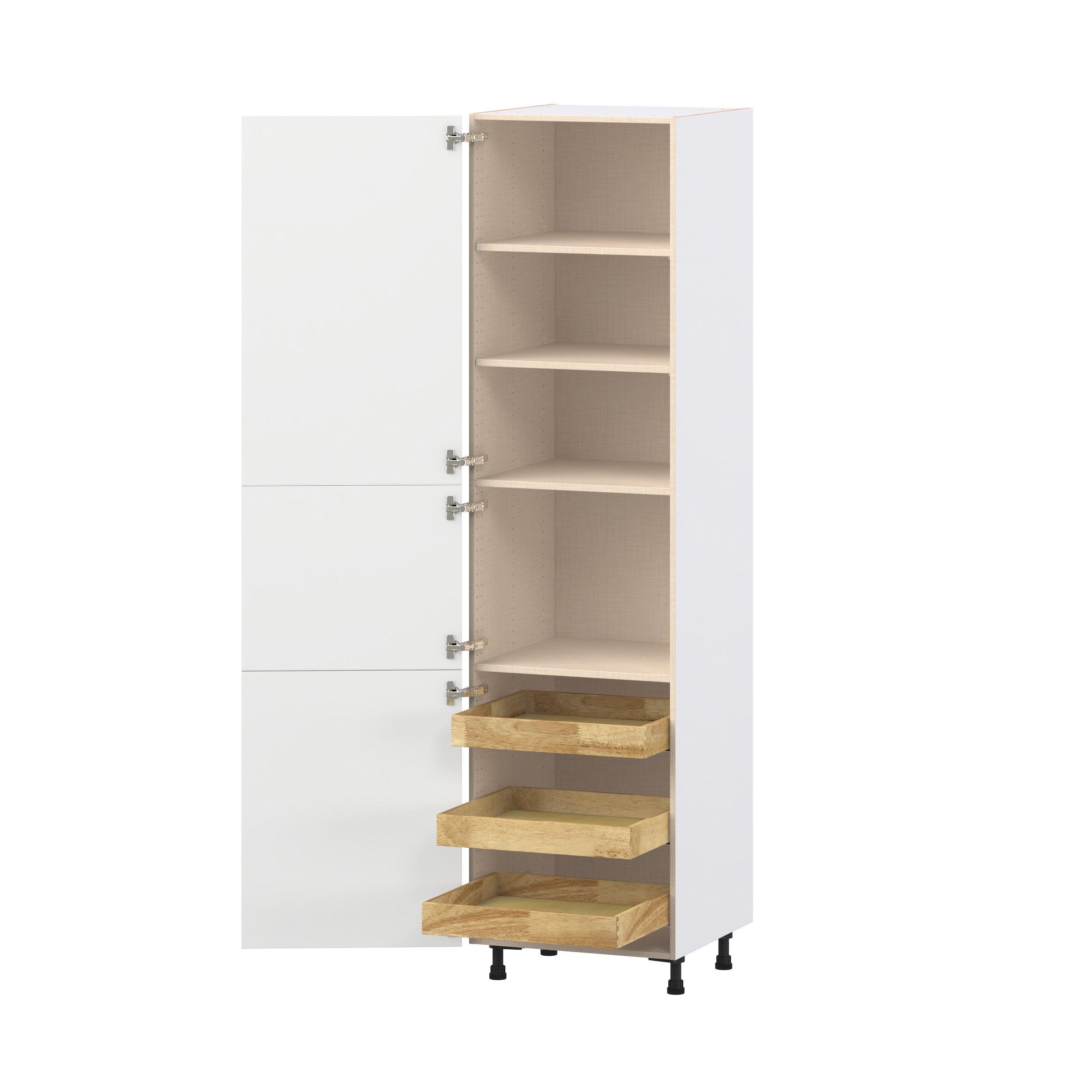 Peachtree 24 in. Painted Bright White Pantry Cabinet with Inner Pull-Out Drawer