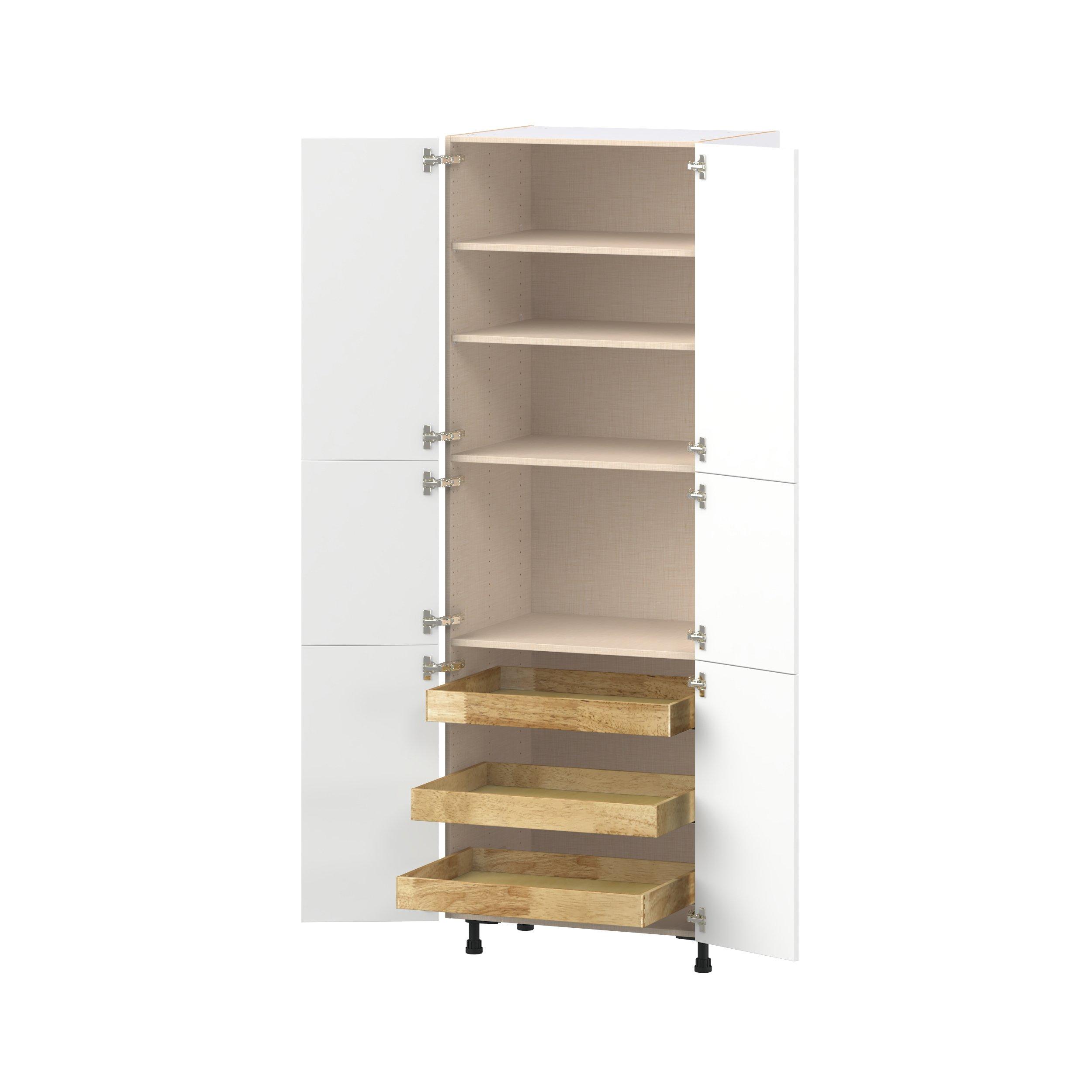 Peachtree 30 in. Painted Bright White Pantry Cabinet with Inner Pull-Out Drawer