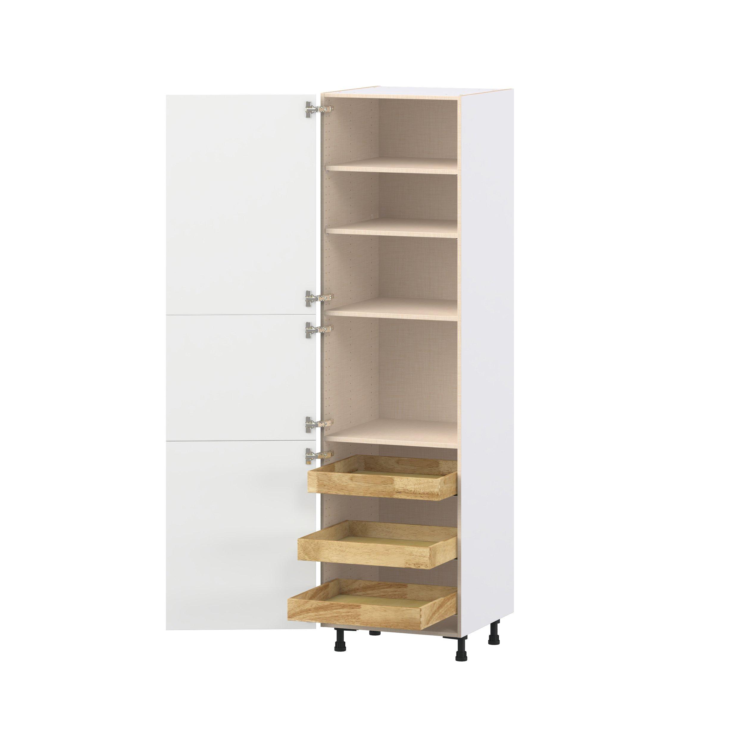 Peachtree 24 in. Painted Bright White Pantry Cabinet with Inner Pull-Out Drawer