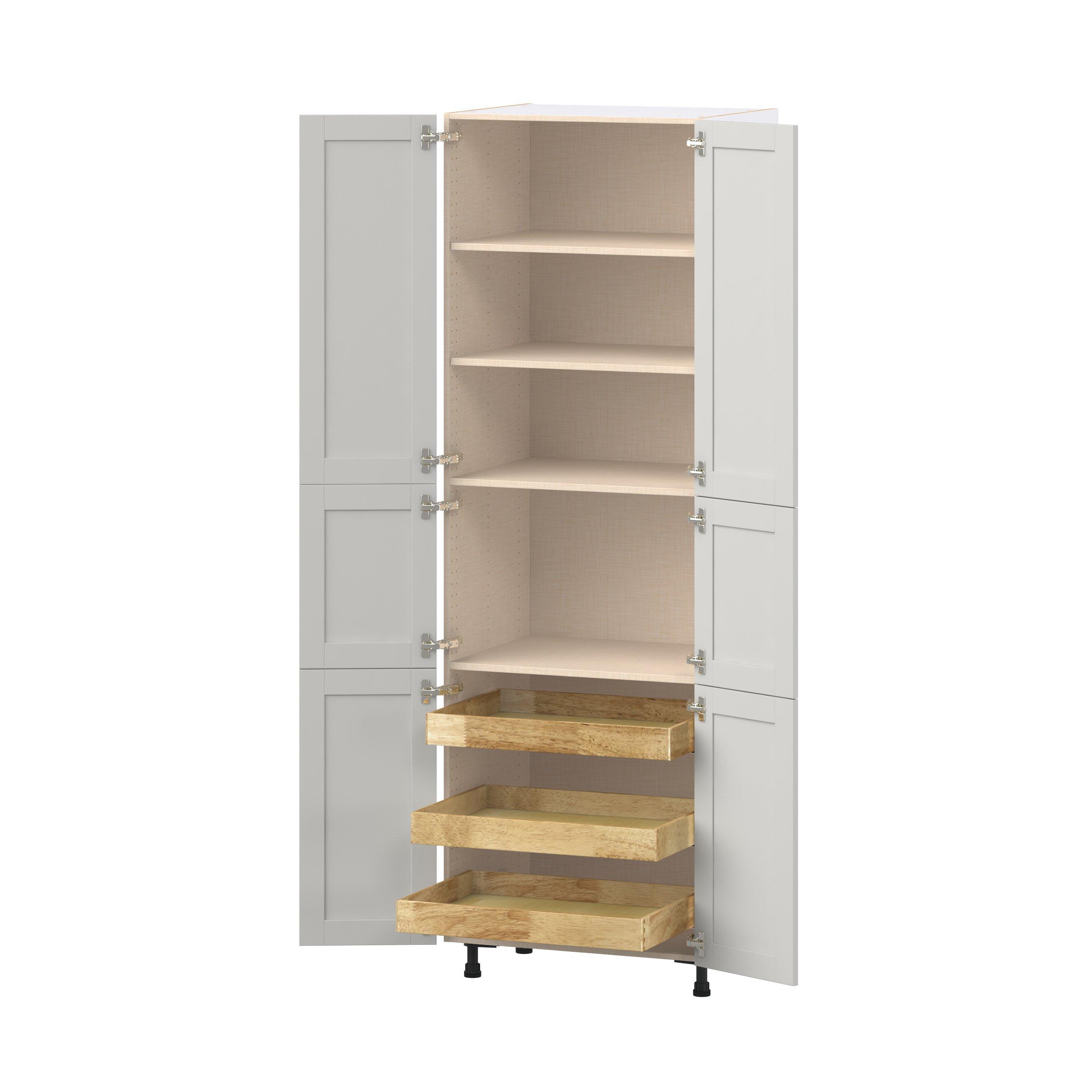 Summerhill 30 in. Light Gray Pantry Cabinet with Inner Pull-Out Drawer