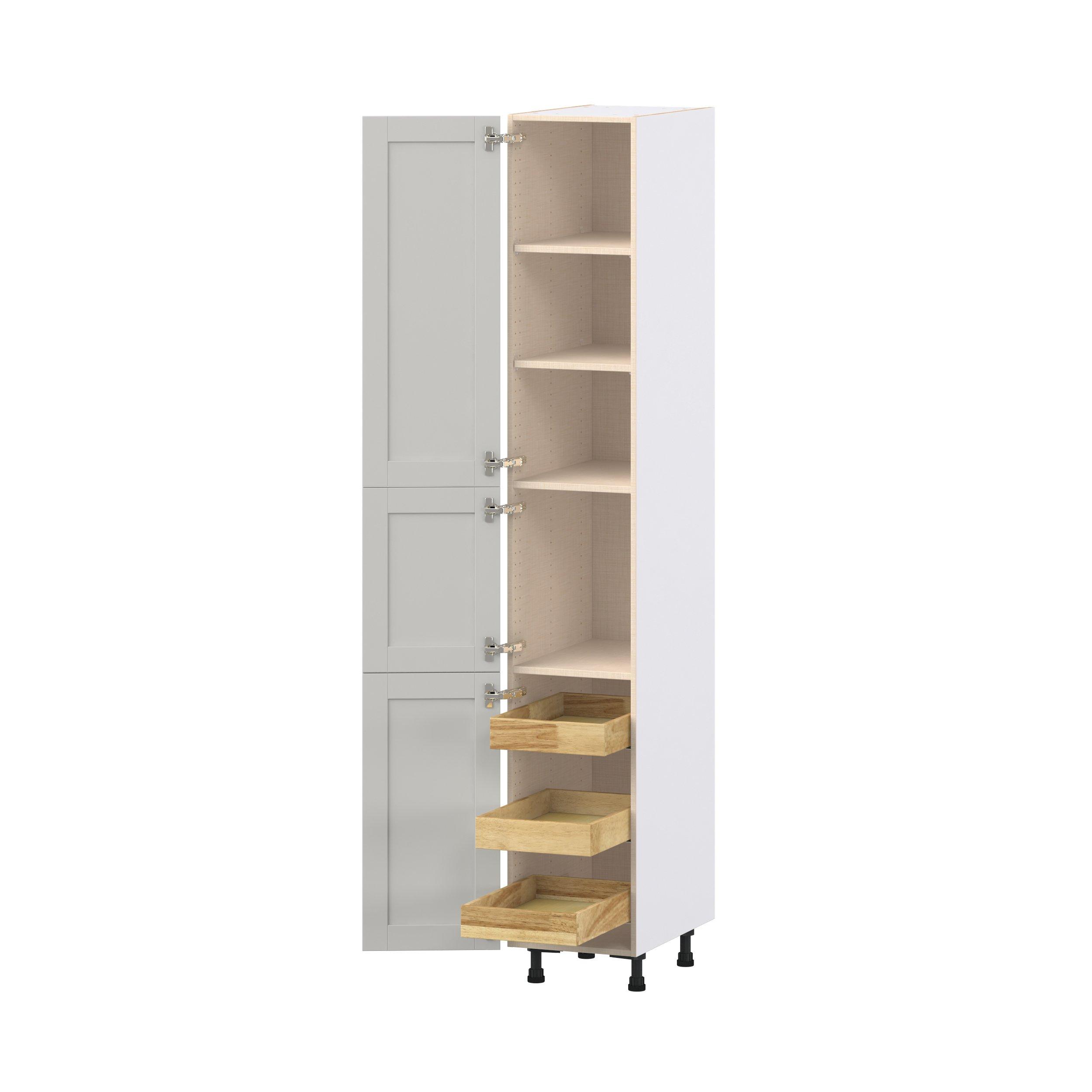 Summerhill 15 in. Light Gray Pantry Cabinet with Inner Pull-Out Drawer