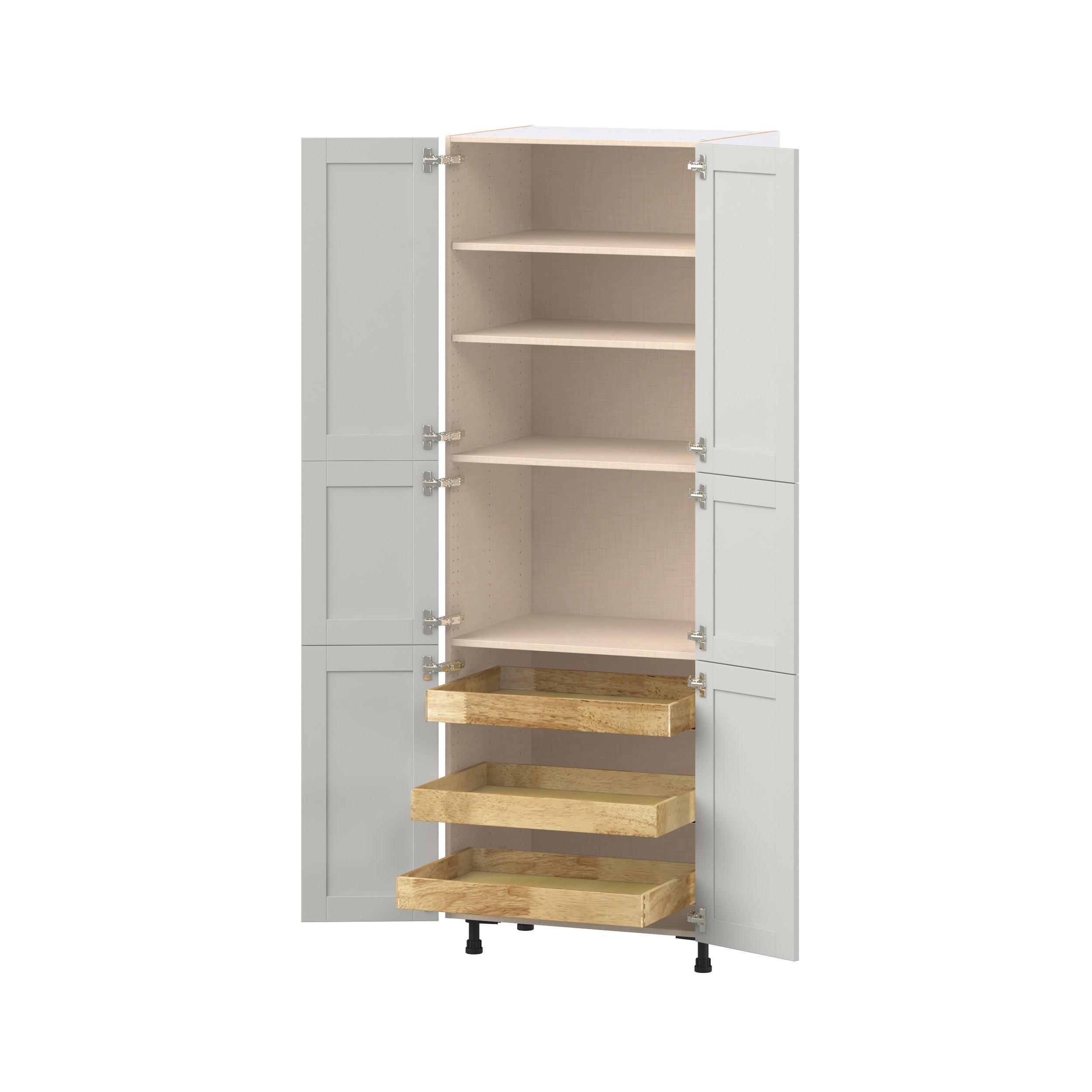 Summerhill 30 in. Light Gray Pantry Cabinet with Inner Pull-Out Drawer