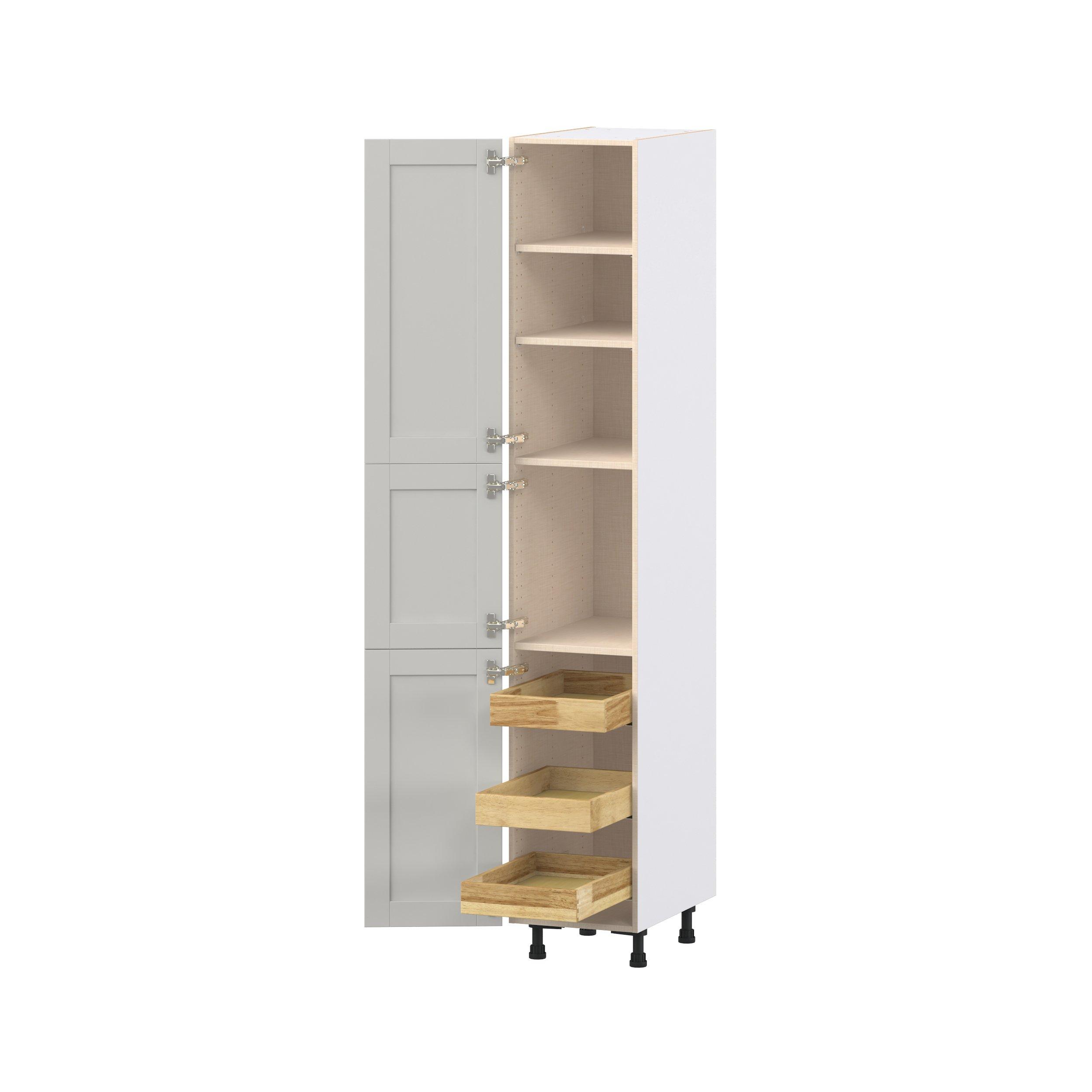 Summerhill 15 in. Light Gray Pantry Cabinet with Inner Pull-Out Drawer