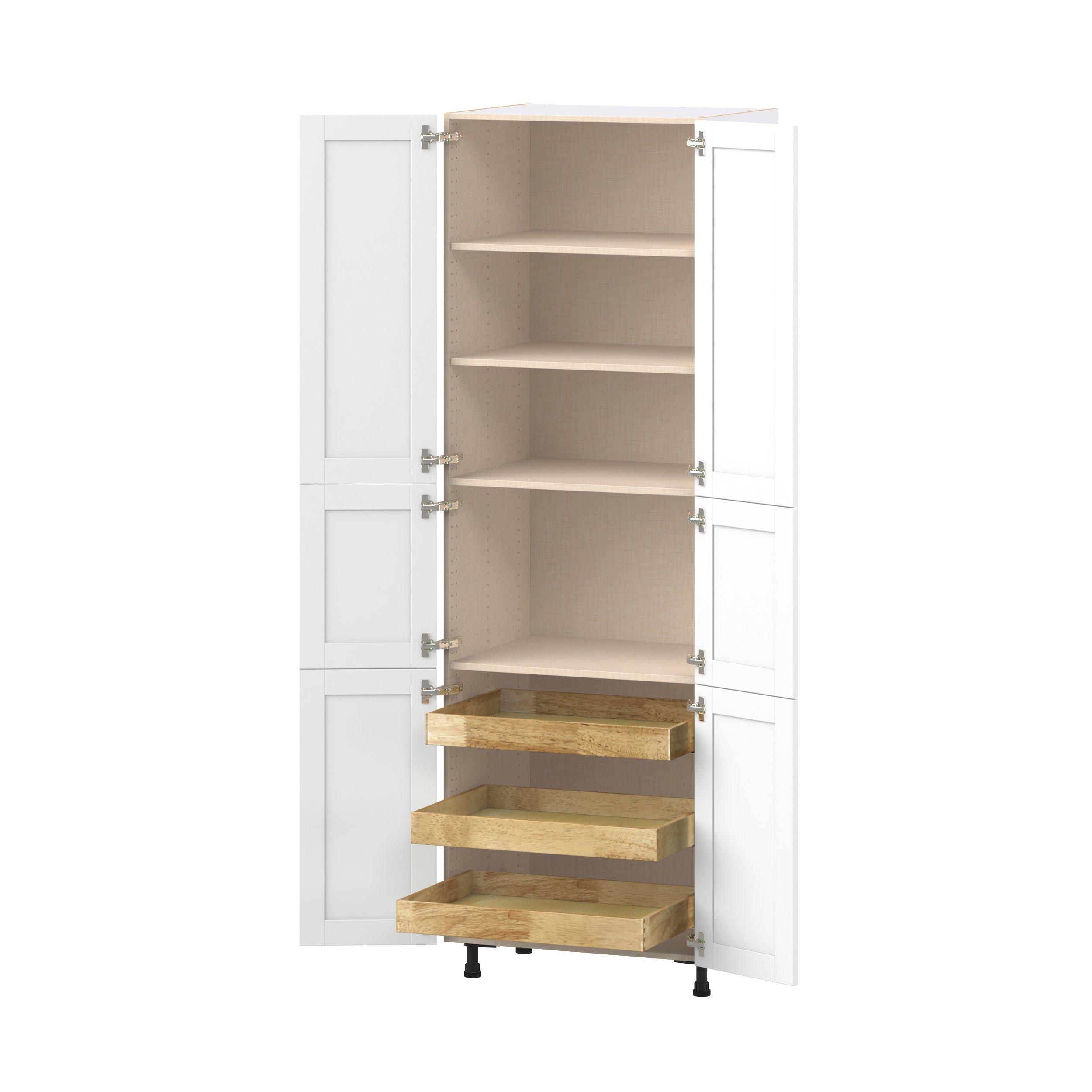 Summerhill 30 in. Bright White Pantry Cabinet with Inner Pull-Out Drawer
