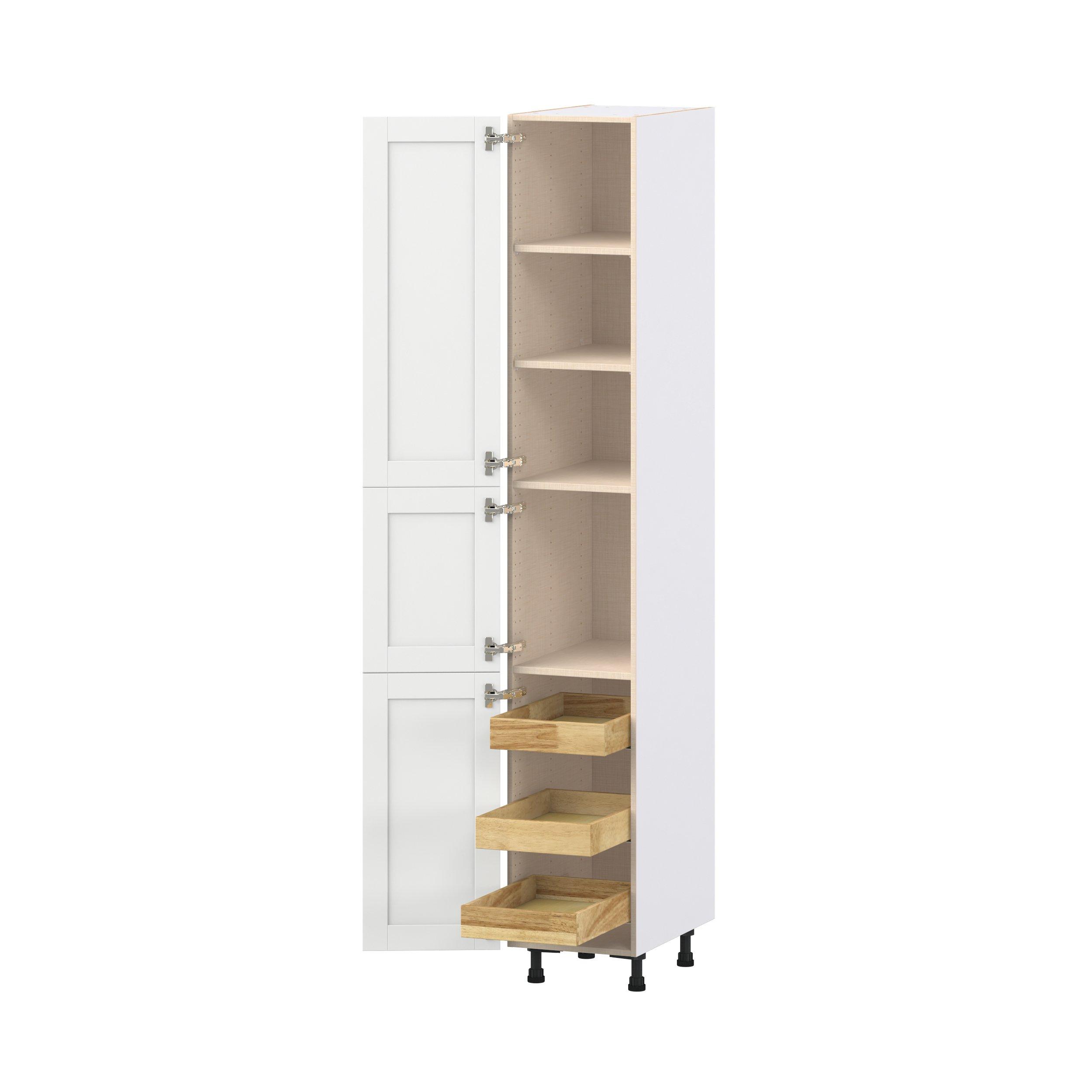 Summerhill 15 in. Bright White Pantry Cabinet with Inner Pull-Out Drawer