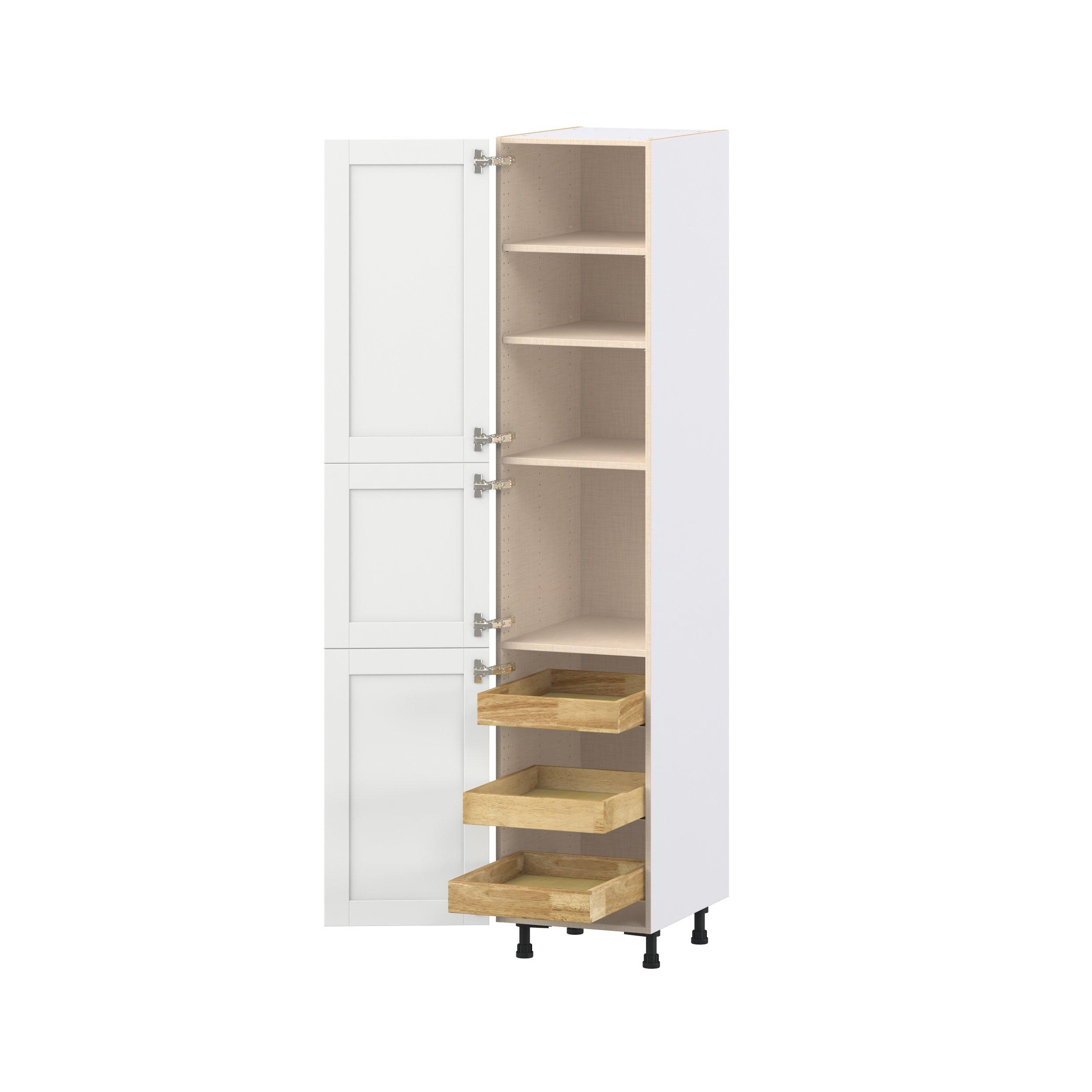 Summerhill 18 in. Bright White Pantry Cabinet with Inner Pull-Out Drawer