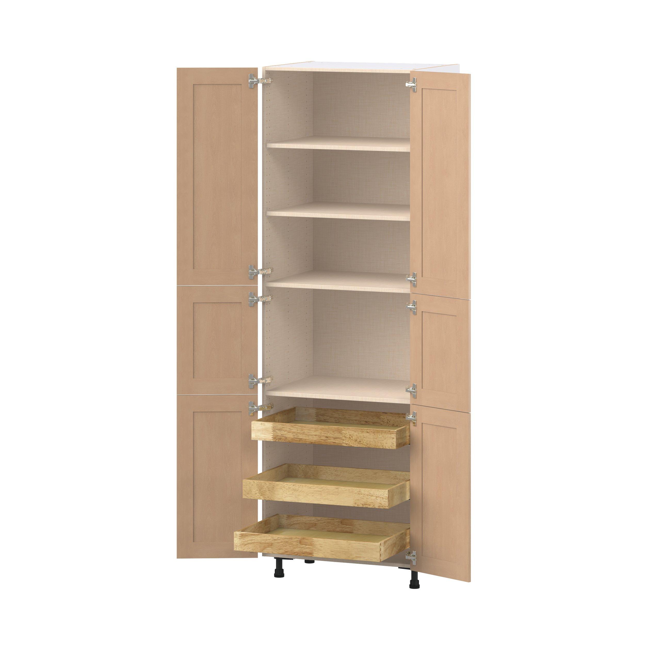 Sugarhill 30 in. Stained Sugar Cookie Pantry Cabinet with Inner Pull-Out Drawer