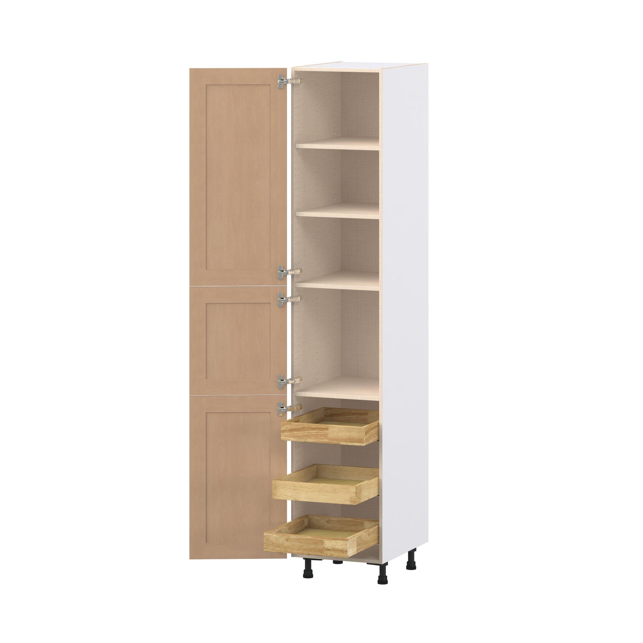 Sugarhill 18 in. Stained Sugar Cookie Pantry Cabinet with Inner Pull-Out Drawer