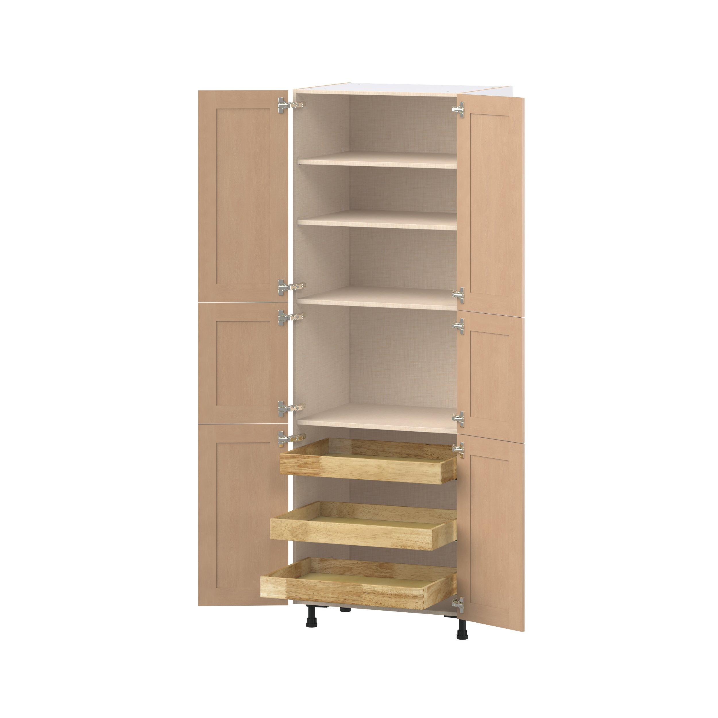 Sugarhill 30 in. Stained Sugar Cookie Pantry Cabinet with Inner Pull-Out Drawer