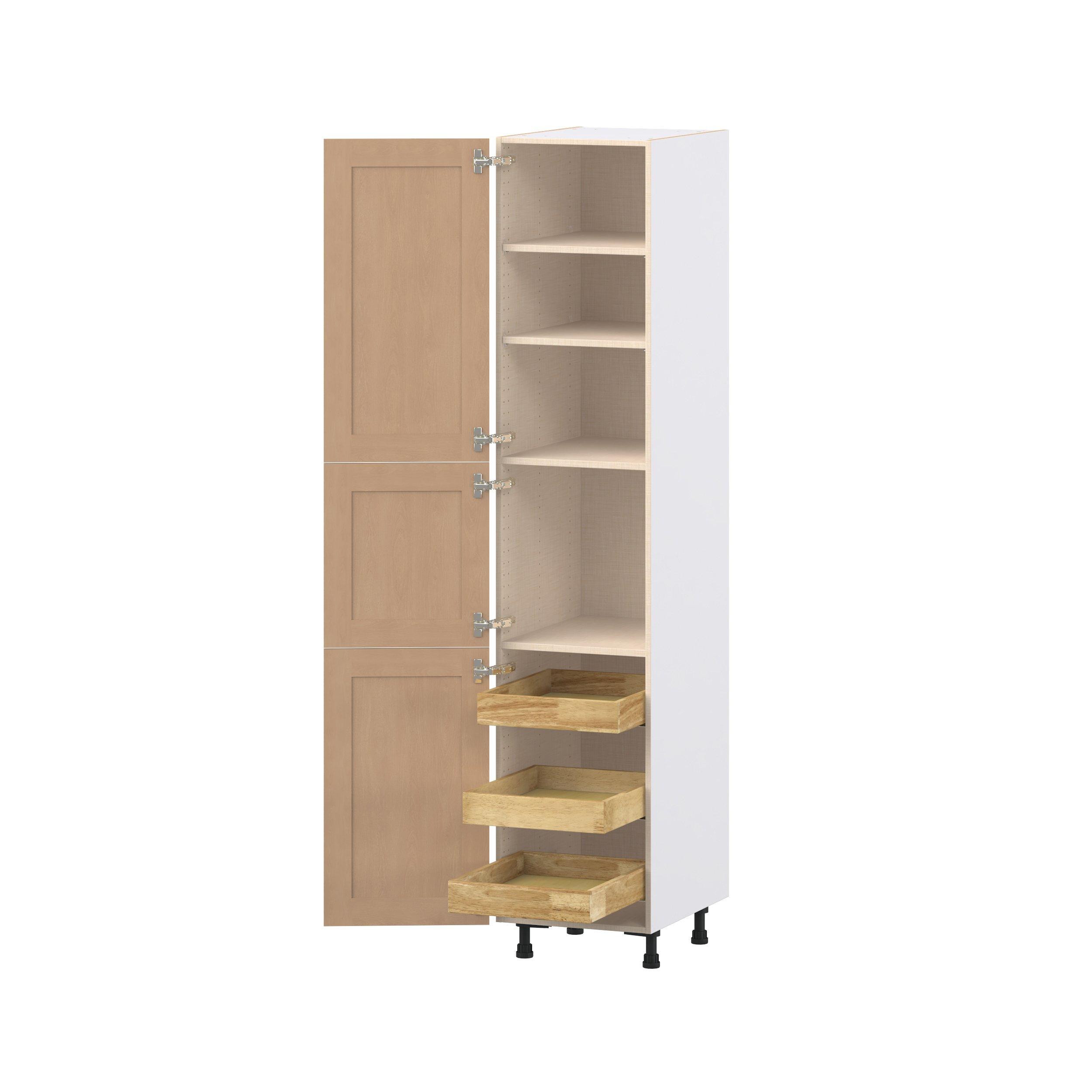 Sugarhill 18 in. Stained Sugar Cookie Pantry Cabinet with Inner Pull-Out Drawer