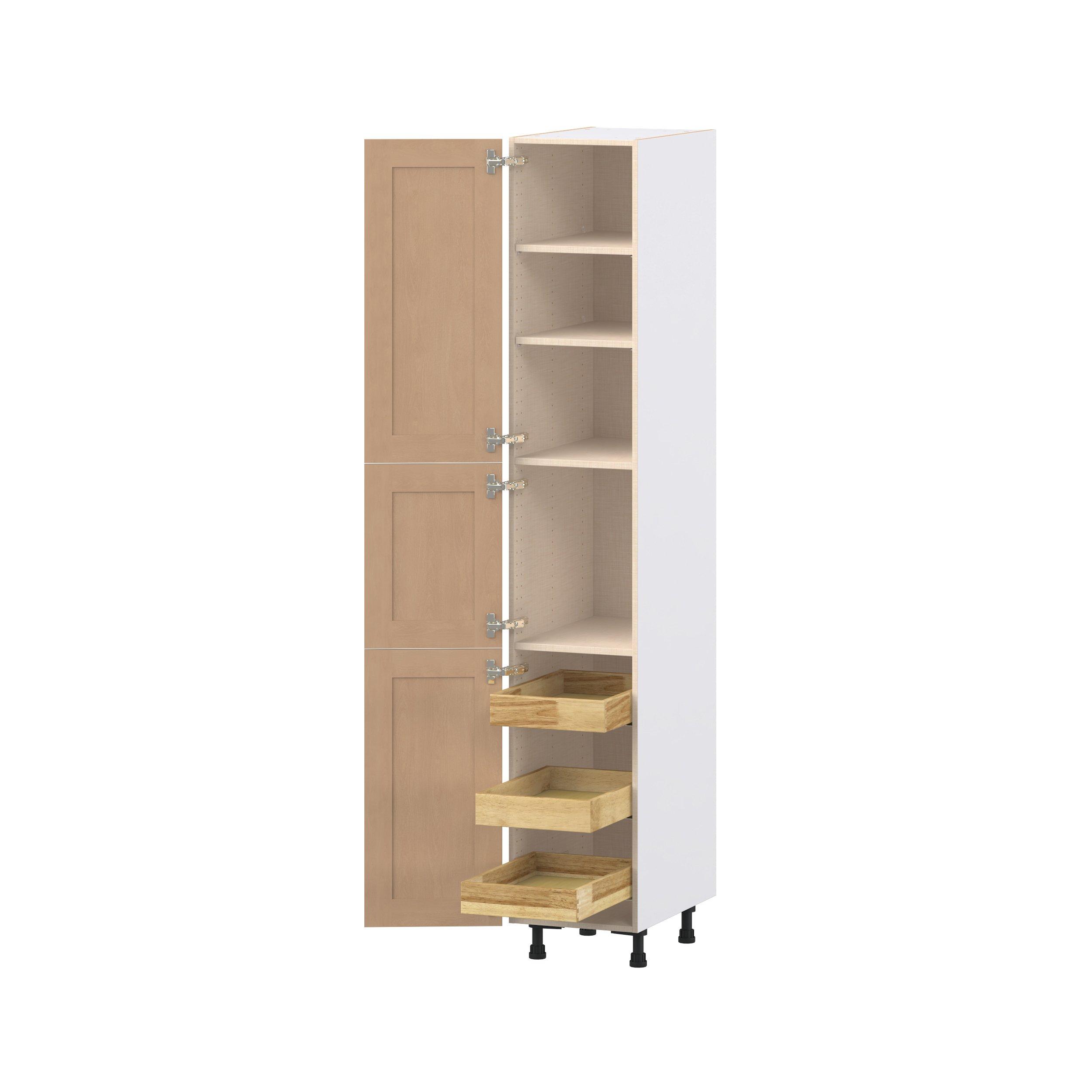 Sugarhill 15 in. Stained Sugar Cookie Pantry Cabinet with Inner Pull-Out Drawer