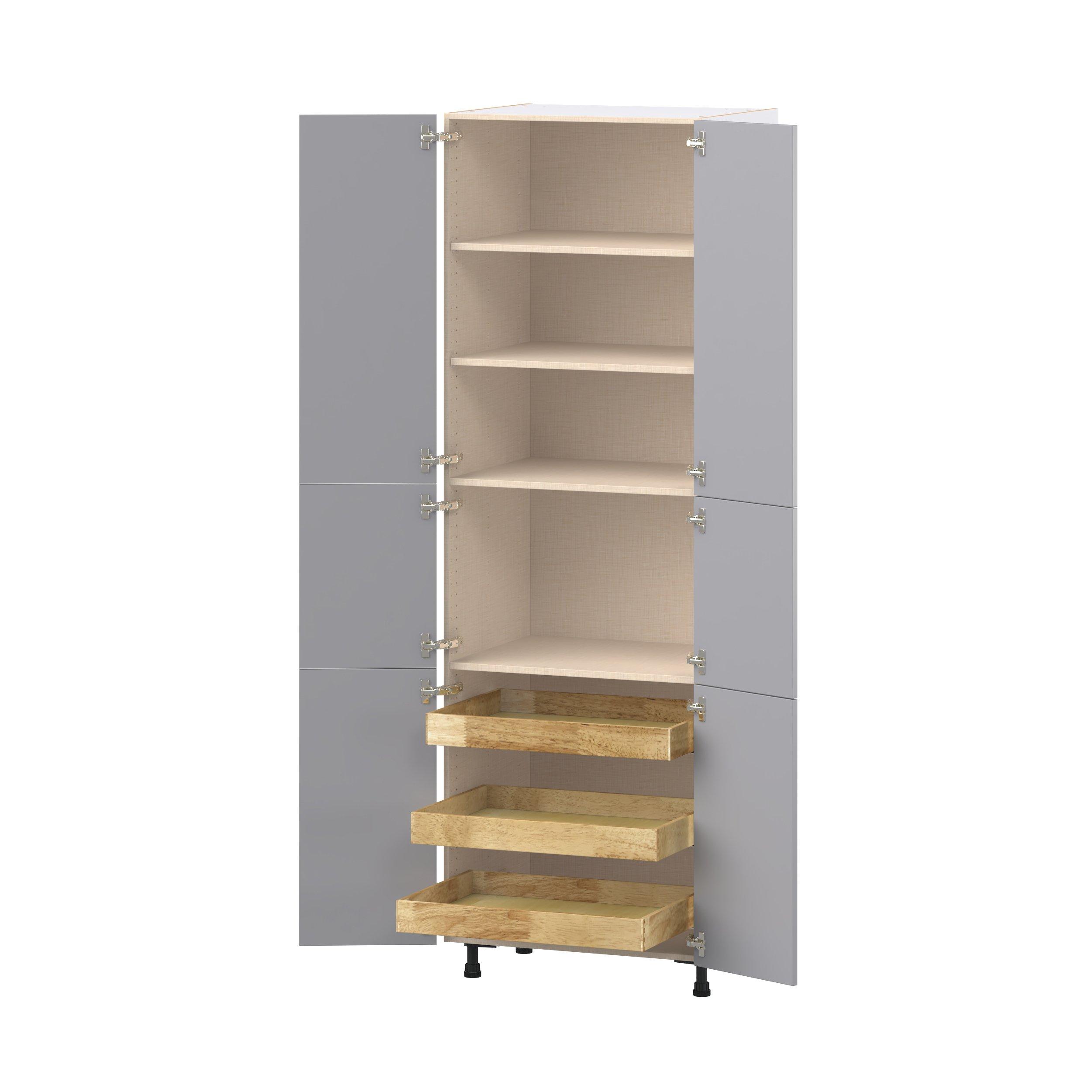Candler 30 in. Painted Slate Gray Pantry Cabinet with Inner Pull-Out Drawer