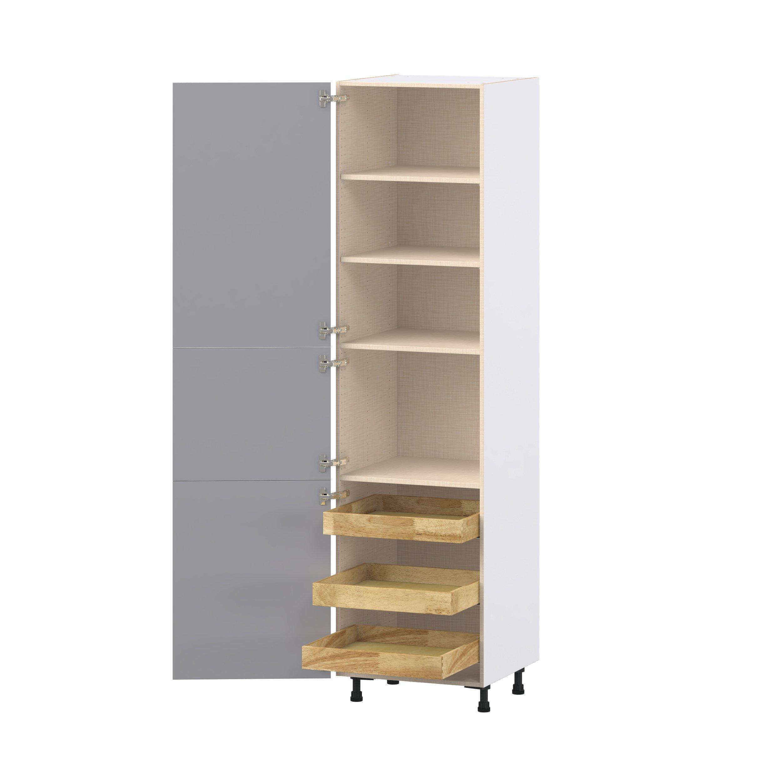 Candler 24 in. Painted Slate Gray Pantry Cabinet with Inner Pull-Out Drawer