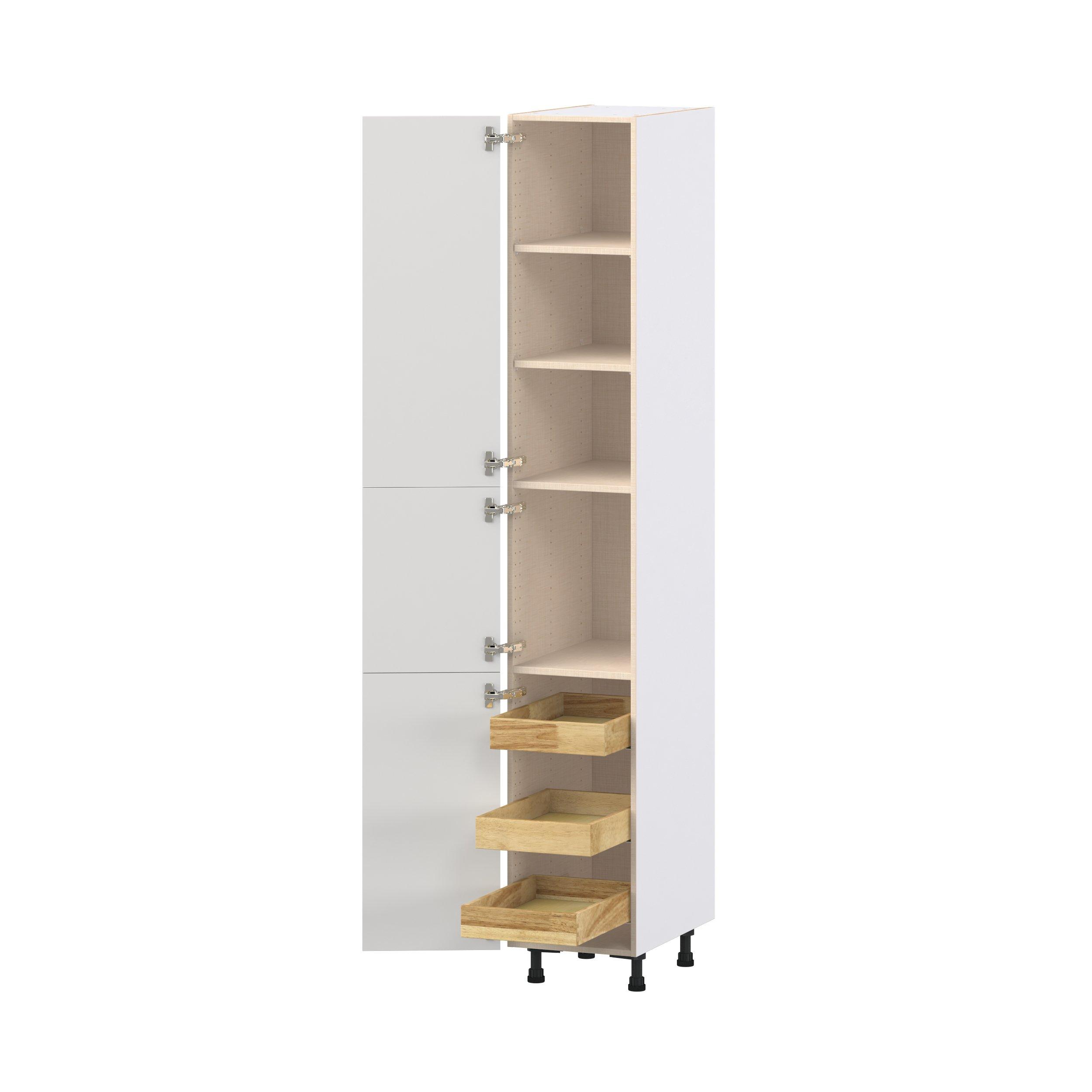Candler 15 in. Painted Warm White Pantry Cabinet with Inner Pull-Out Drawer