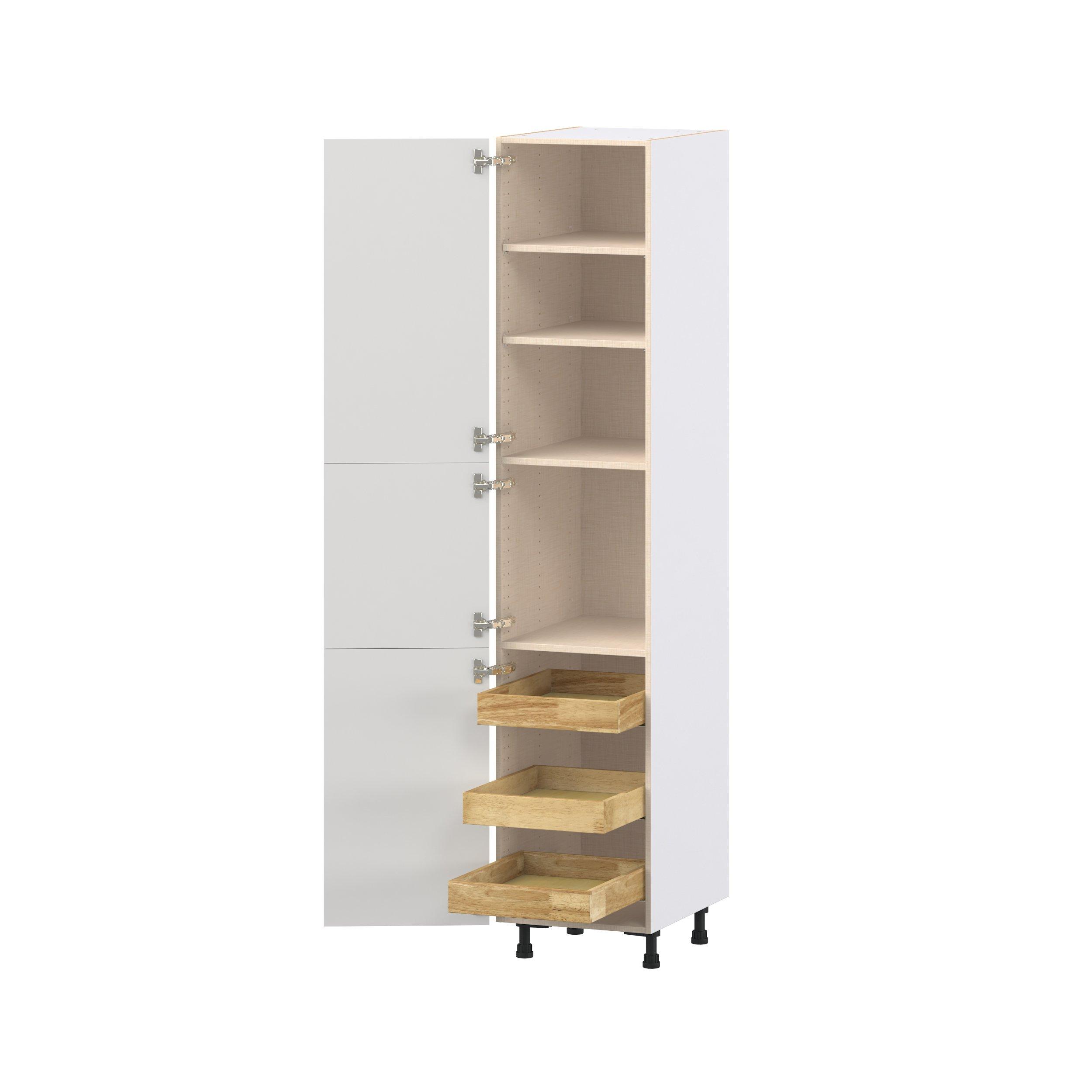Candler 18 in. Painted Warm White Pantry Cabinet with Inner Pull-Out Drawer