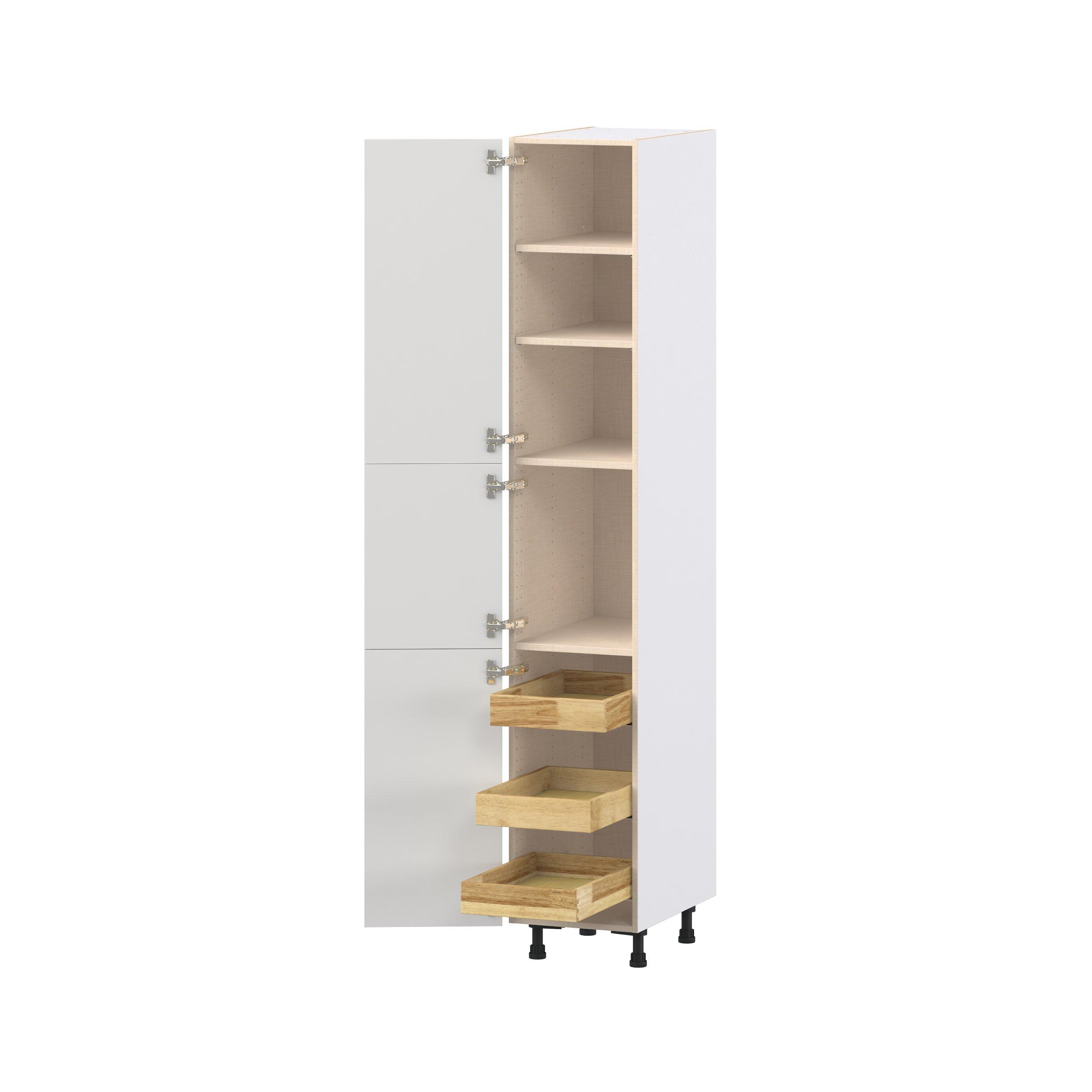 Candler 15 in. Painted Warm White Pantry Cabinet with Inner Pull-Out Drawer