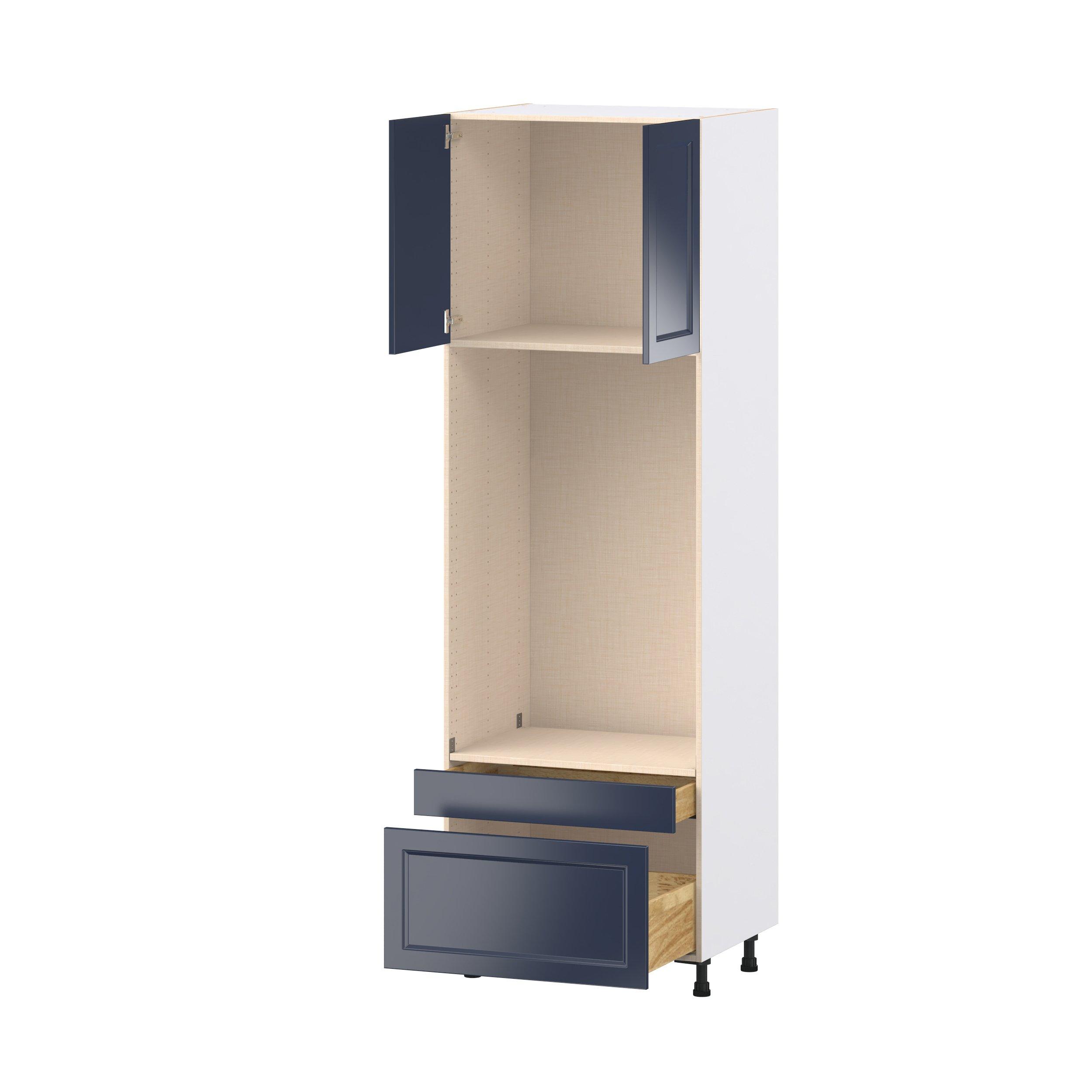 Peachtree 30 in. Painted Midnight Blue Door and Drawer Microwave/Oven Pantry Cabinet