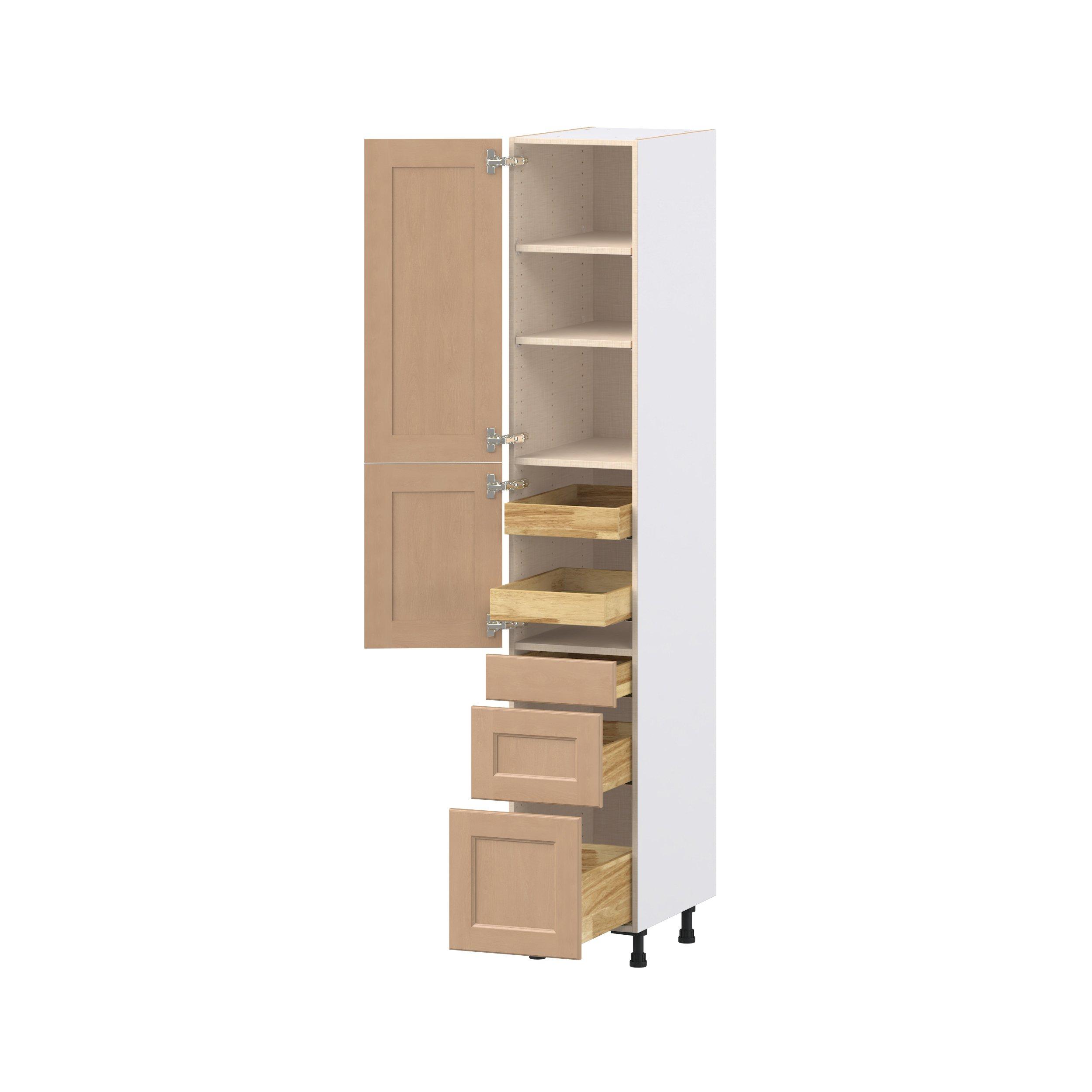 Sugarhill 15 in. Stained Sugar Cookie Door and Drawer Pantry Cabinet with Inner Pull-Out