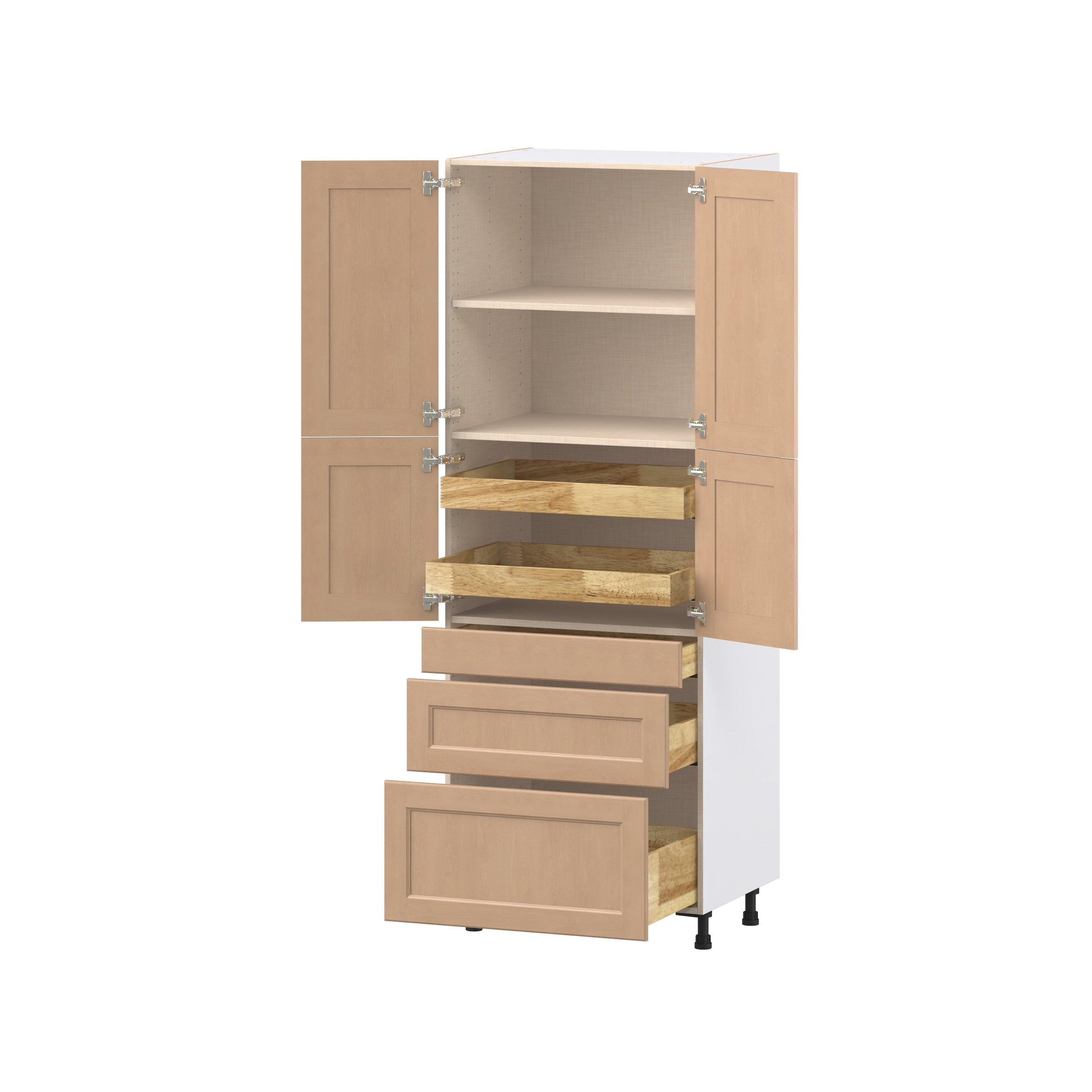 Sugarhill 30 in. Stained Sugar Cookie Door and Drawer Pantry Cabinet with Inner Pull-Out