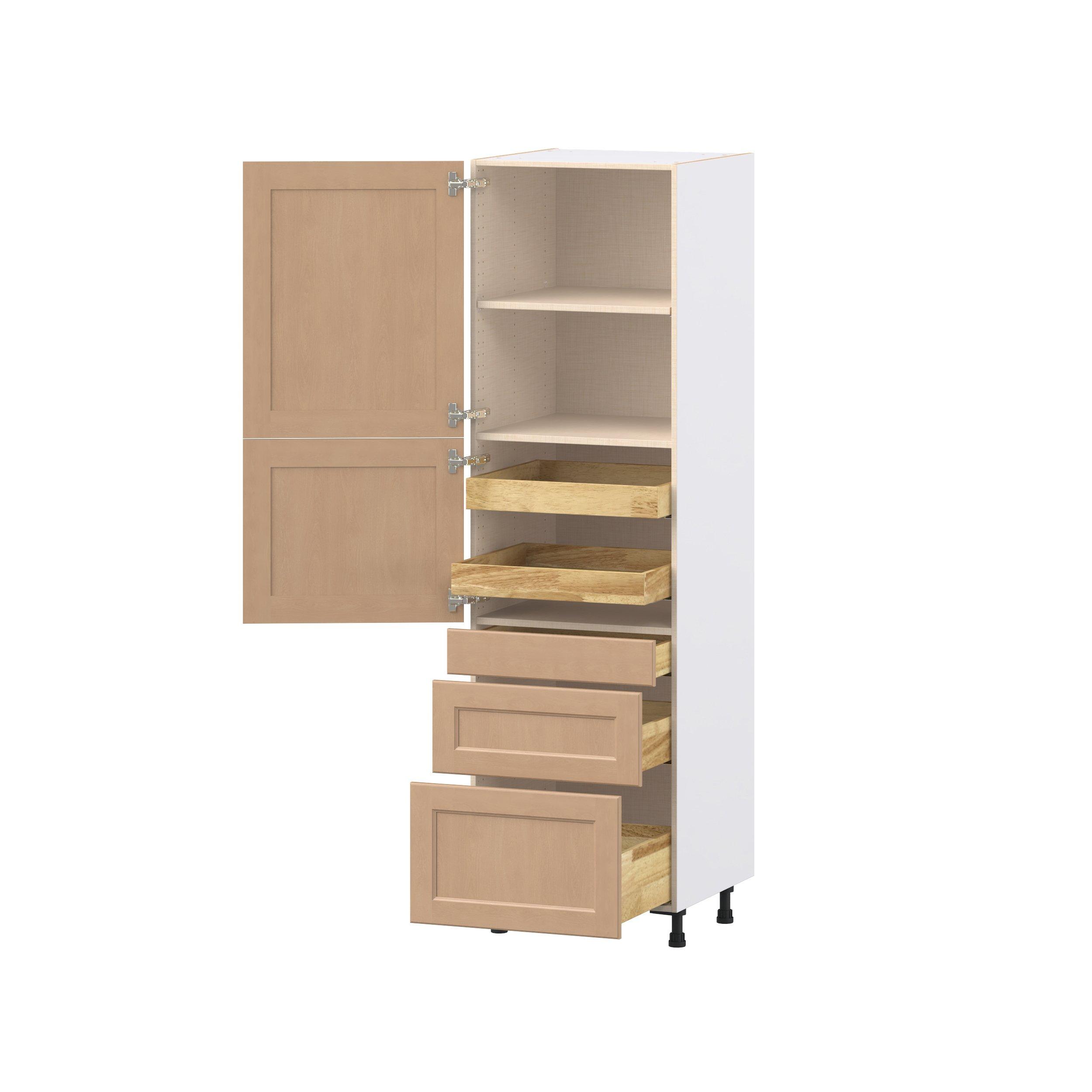 Sugarhill 24 in. Stained Sugar Cookie Door and Drawer Pantry Cabinet with Inner Pull-Out