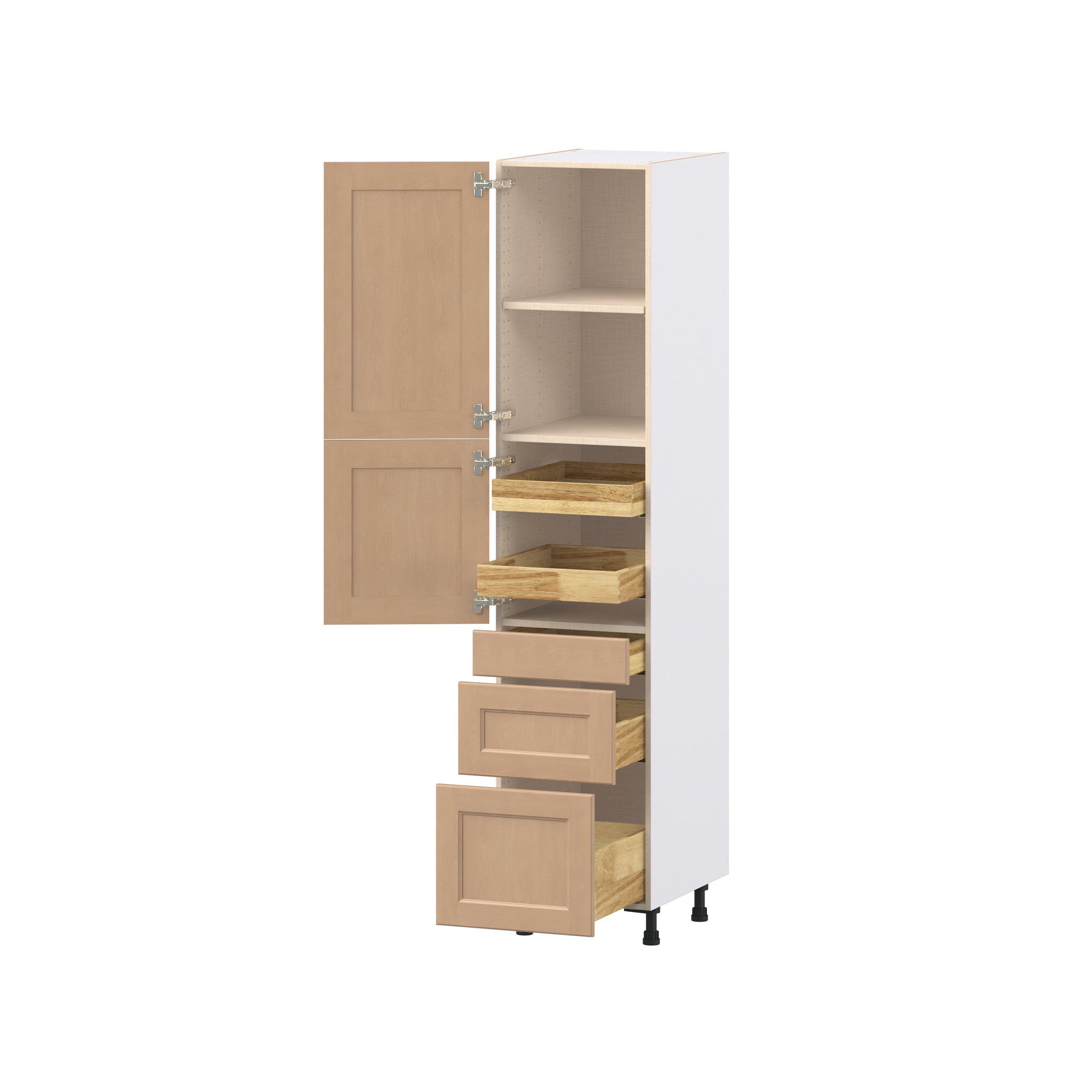 Sugarhill 18 in. Stained Sugar Cookie Door and Drawer Pantry Cabinet with Inner Pull-Out