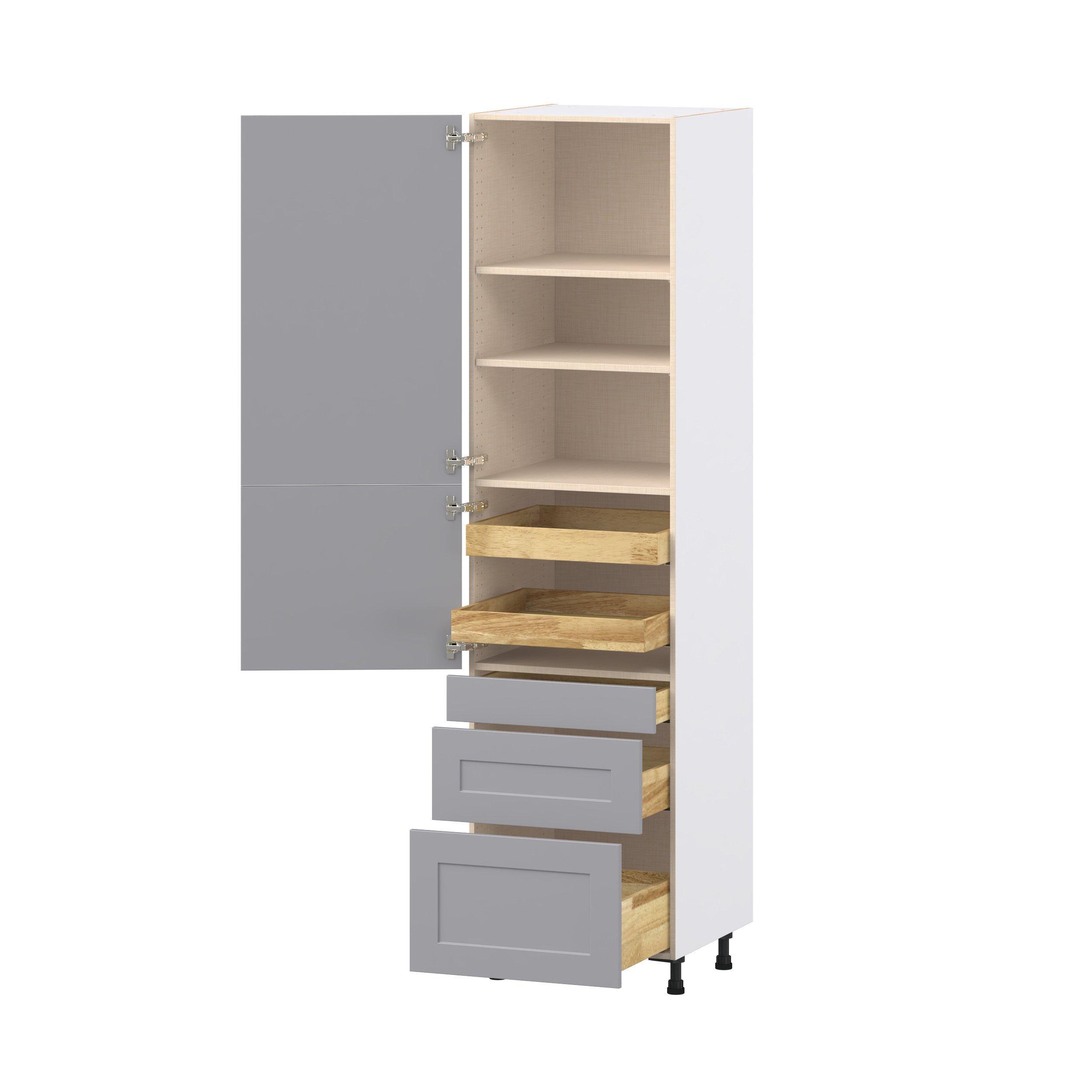 Candler 24 in. Painted Slate Gray Door and Drawer Pantry Cabinet with Inner Pull-Out