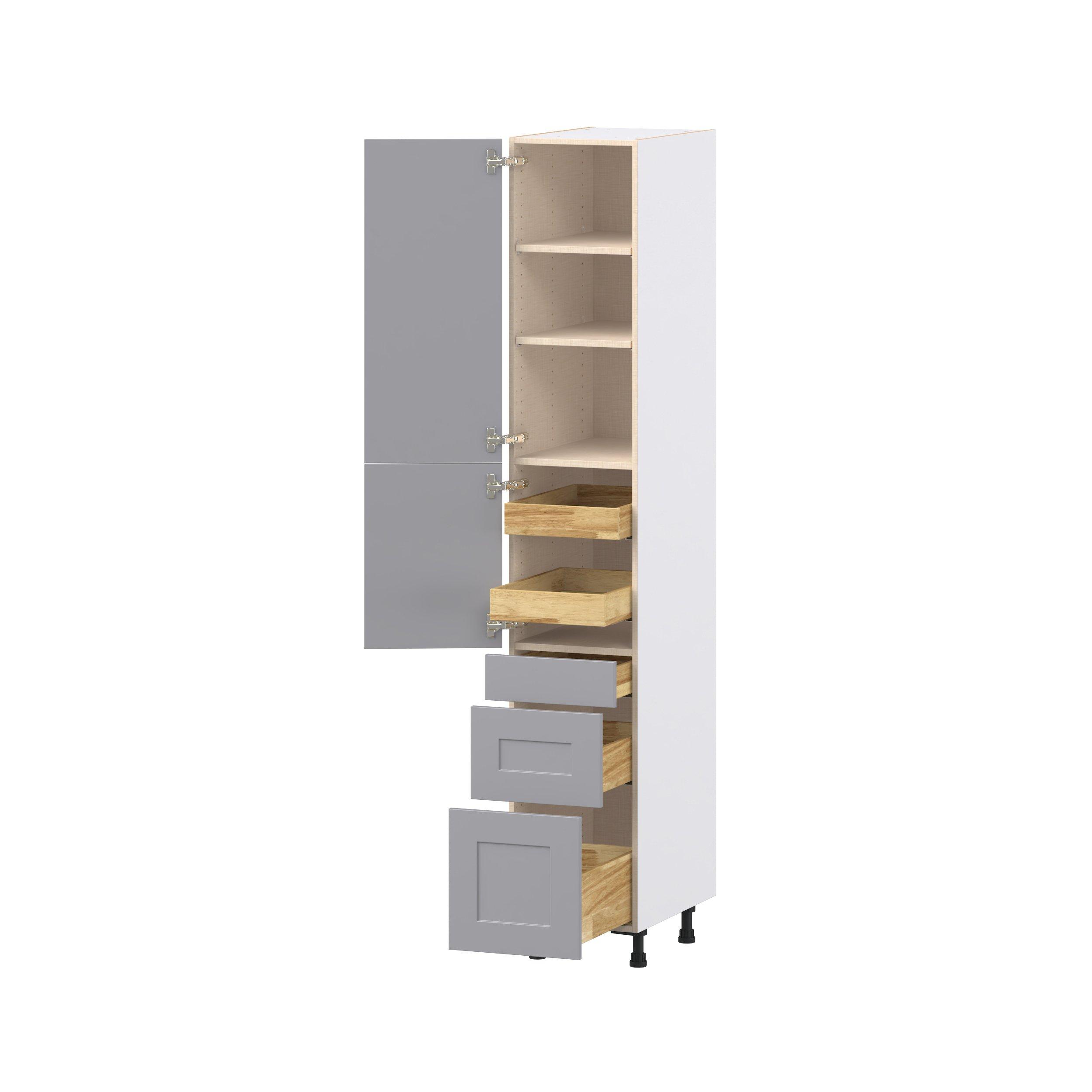 Candler 15 in. Painted Slate Gray Door and Drawer Pantry Cabinet with Inner Pull-Out