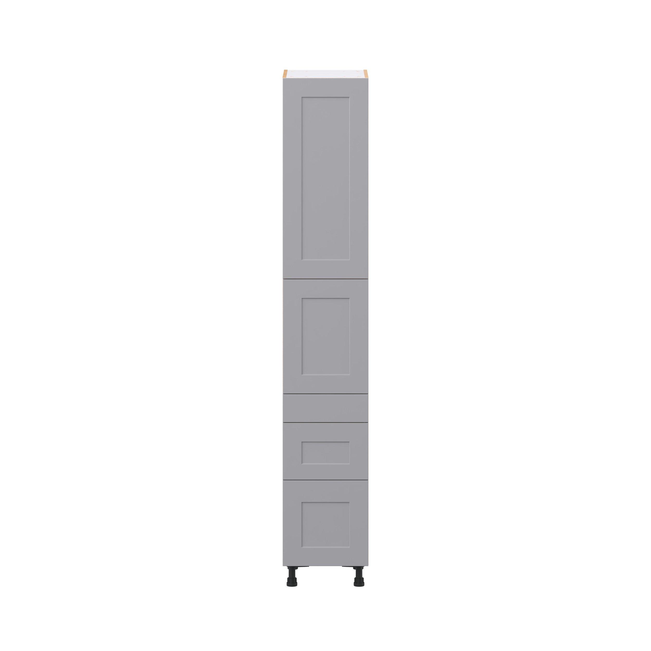 Candler 15 in. Painted Slate Gray Door and Drawer Pantry Cabinet with Inner Pull-Out