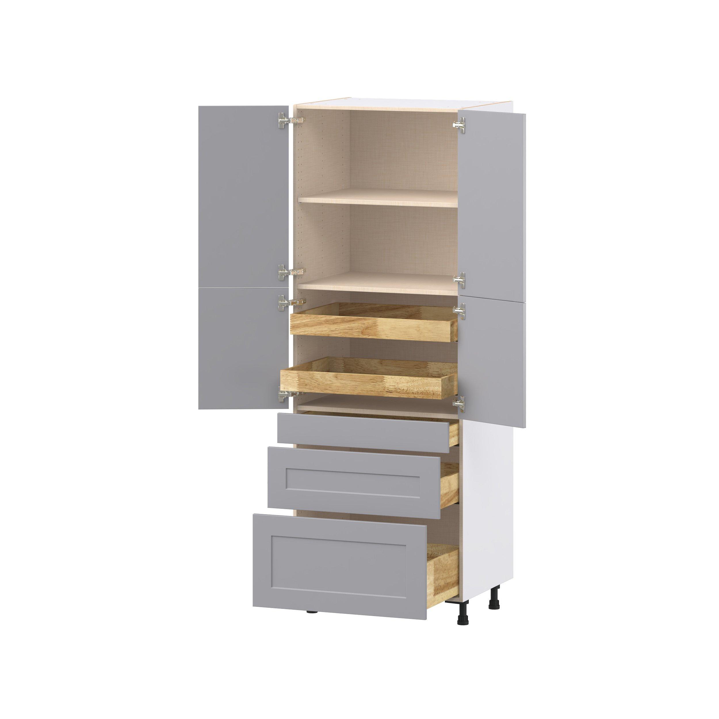 Candler 30 in. Painted Slate Gray Door and Drawer Pantry Cabinet with Inner Pull-Out