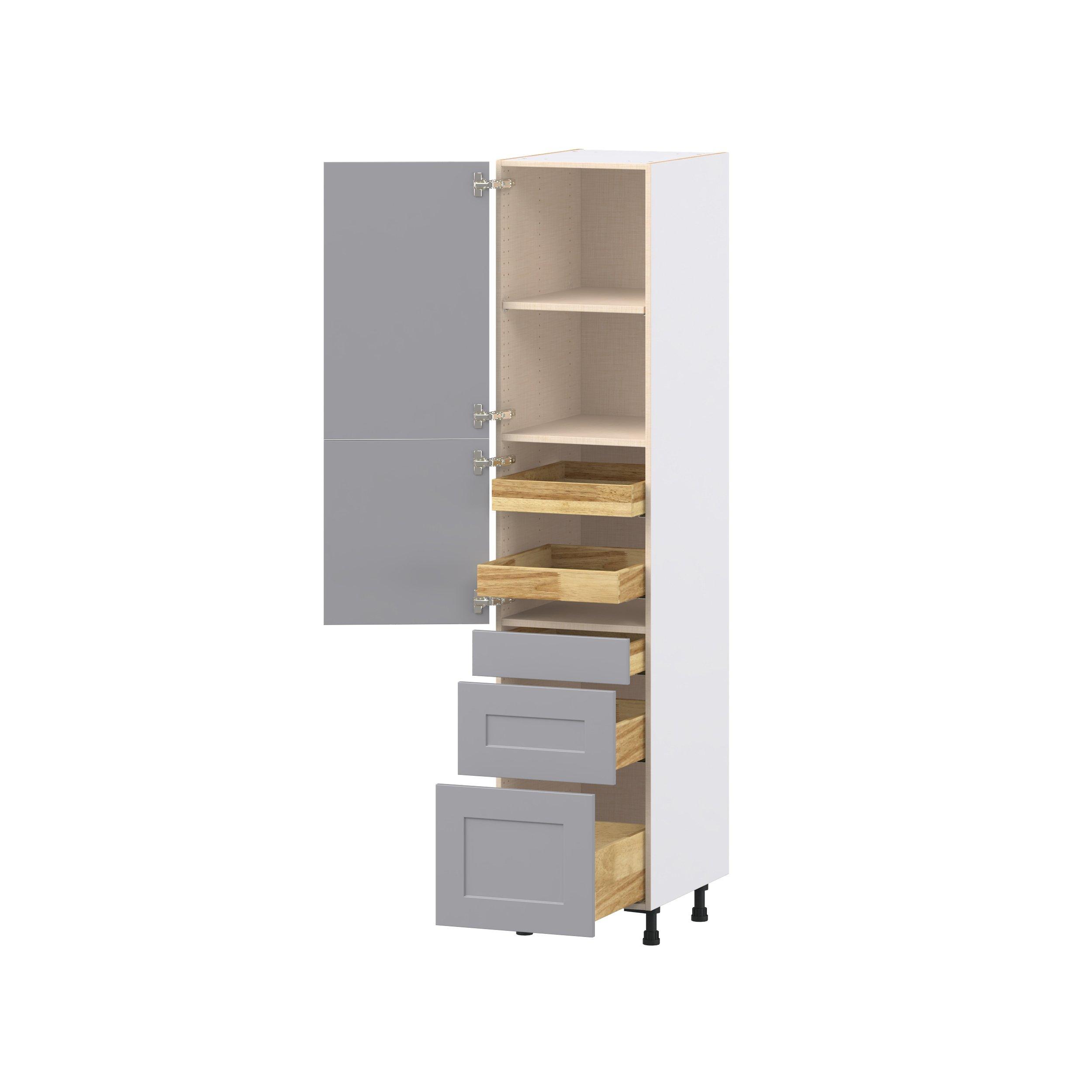 Candler 18 in. Painted Slate Gray Door and Drawer Pantry Cabinet with Inner Pull-Out