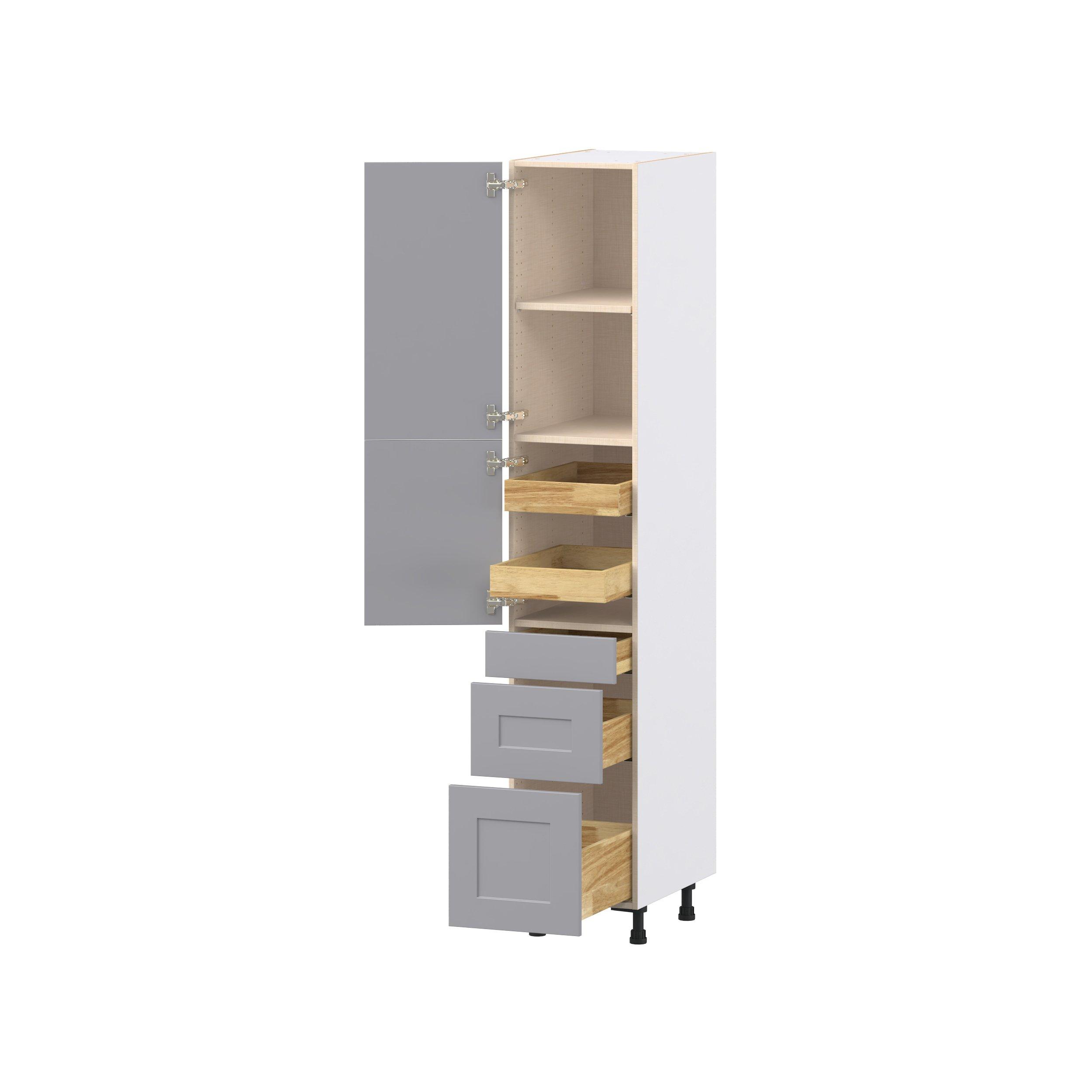 Candler 15 in. Painted Slate Gray Door and Drawer Pantry Cabinet with Inner Pull-Out