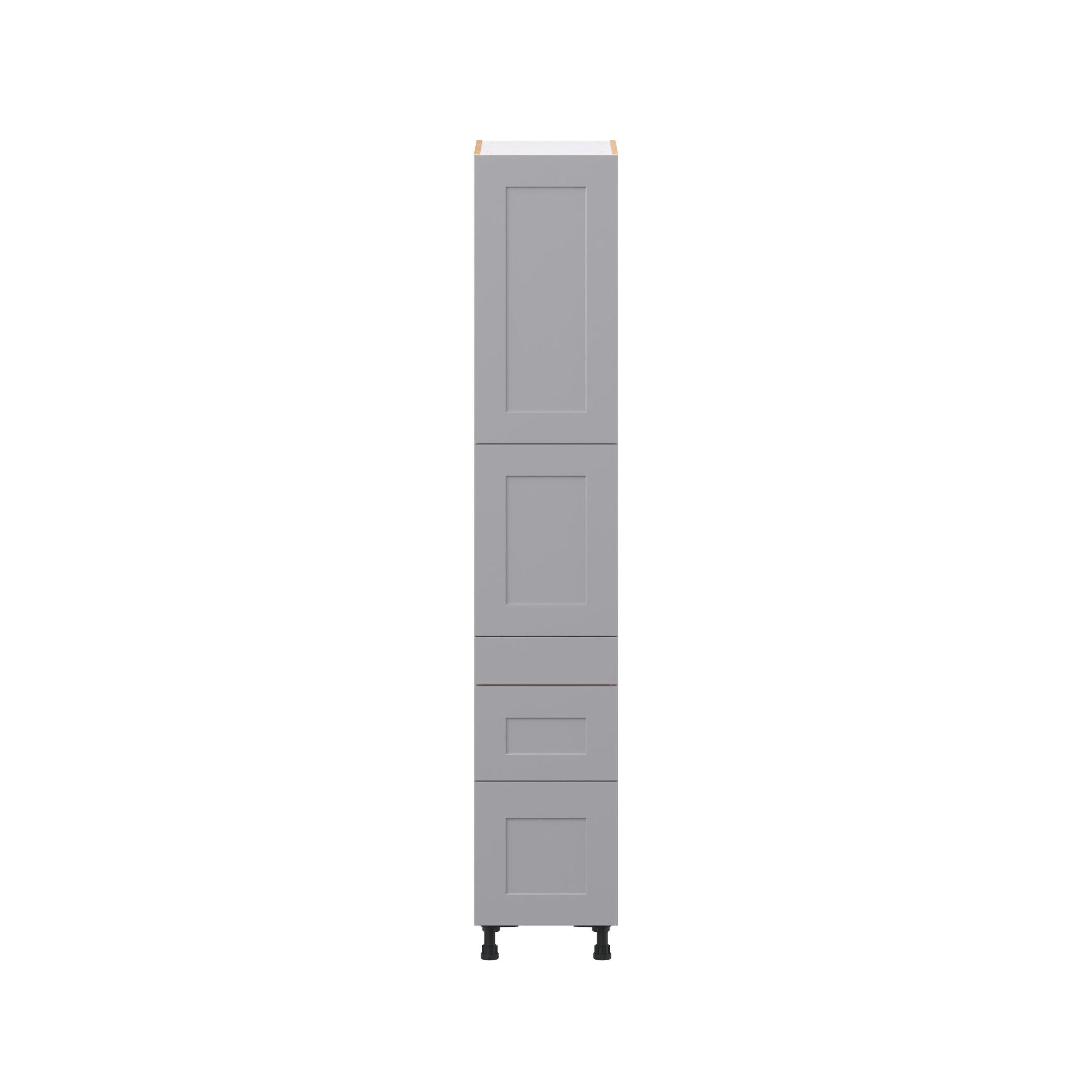 Candler 15 in. Painted Slate Gray Door and Drawer Pantry Cabinet with Inner Pull-Out
