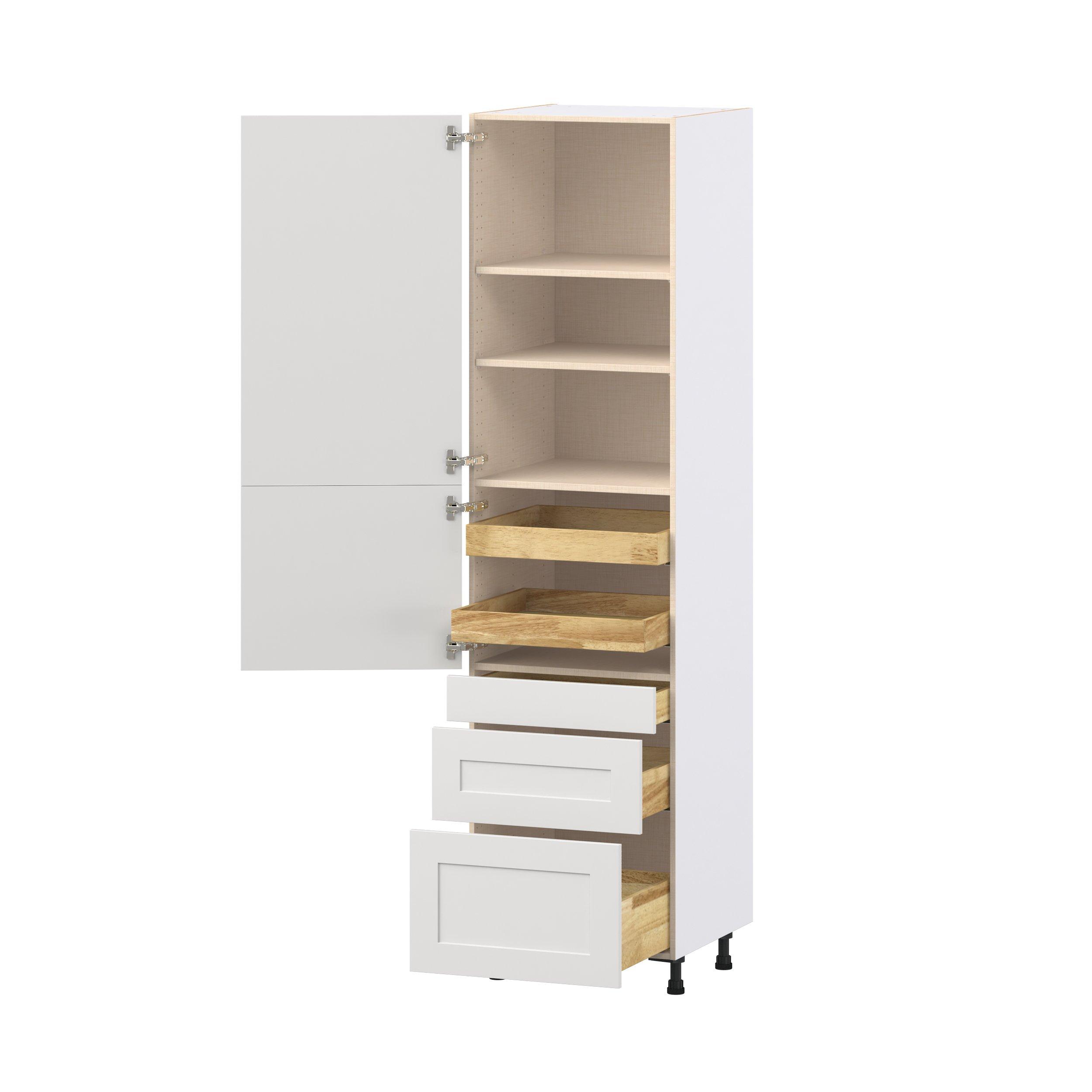 Candler 24 in. Painted Warm White Door and Drawer Pantry Cabinet with Inner Pull-Out