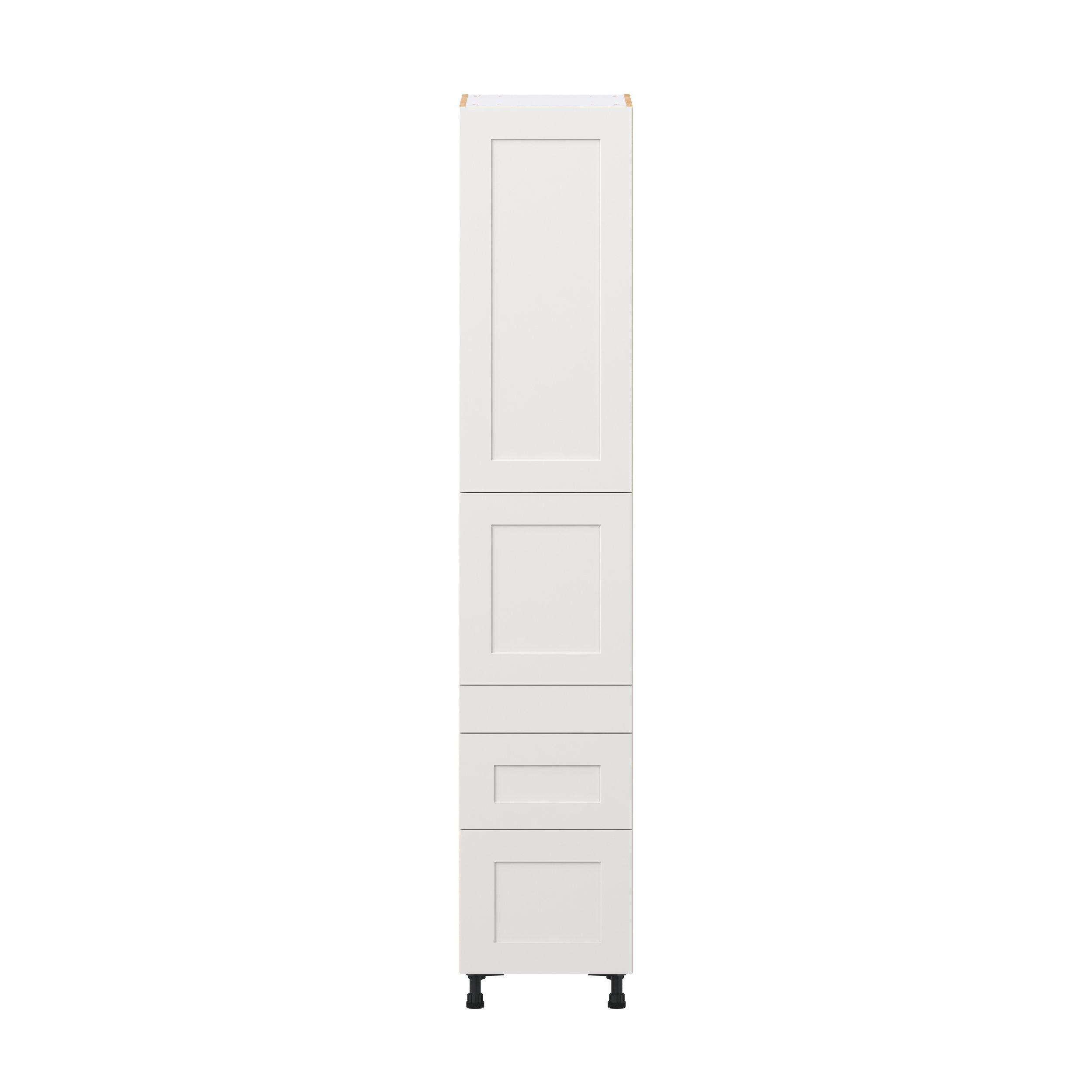 Candler 18 in. Painted Warm White Door and Drawer Pantry Cabinet with Inner Pull-Out