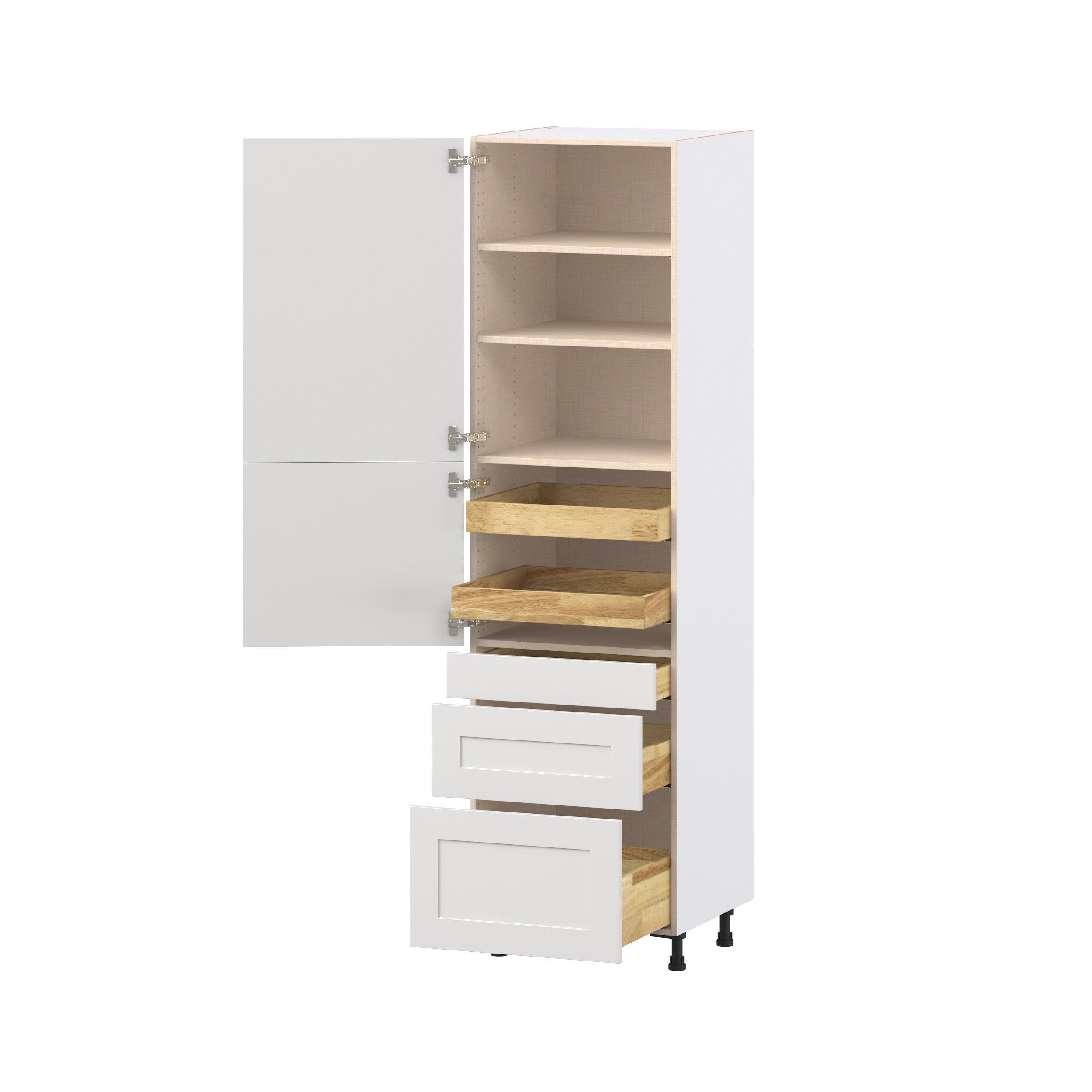 Candler 24 in. Painted Warm White Door and Drawer Pantry Cabinet with Inner Pull-Out