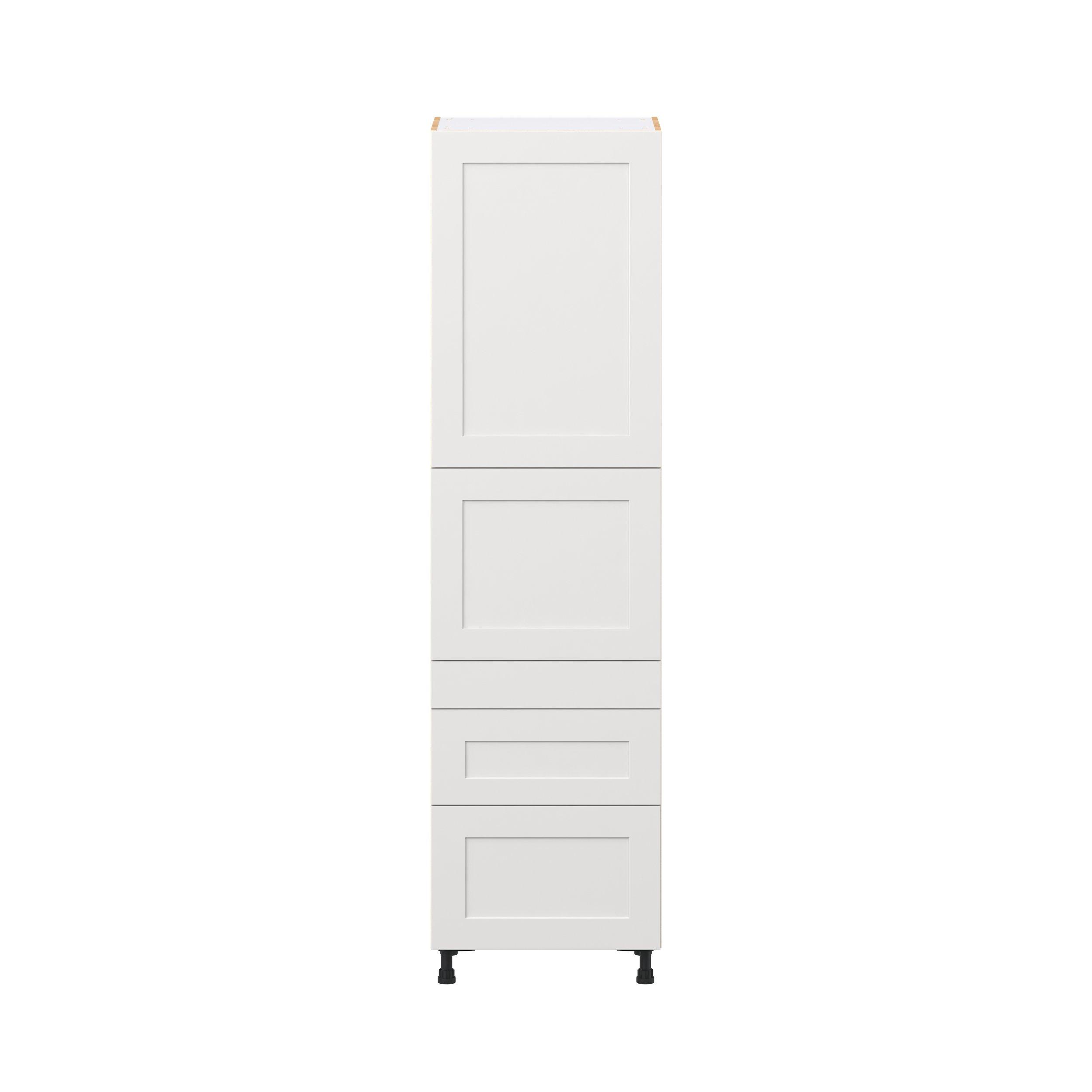 Candler 24 in. Painted Warm White Door and Drawer Pantry Cabinet with Inner Pull-Out