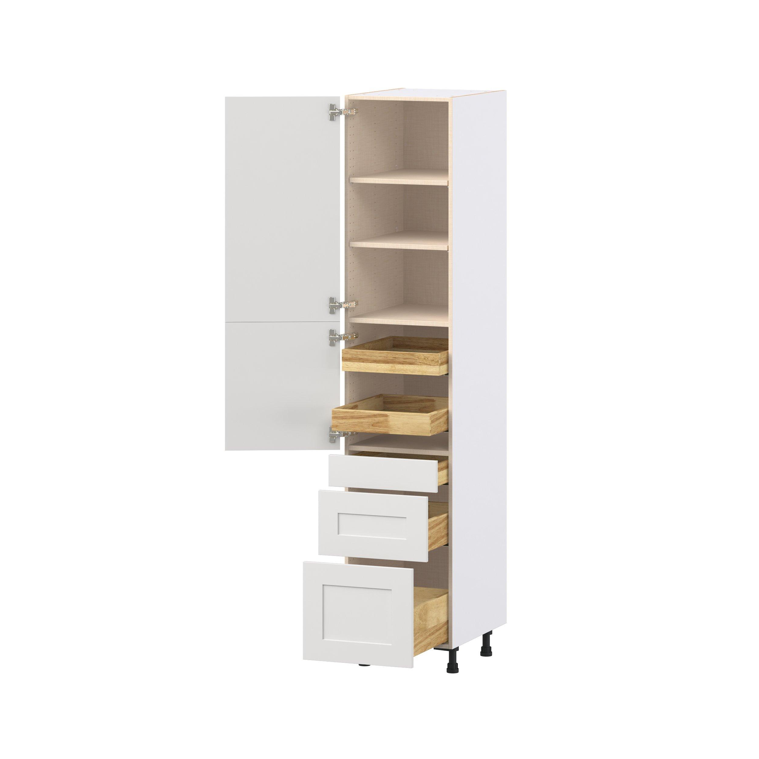 Candler 18 in. Painted Warm White Door and Drawer Pantry Cabinet with Inner Pull-Out