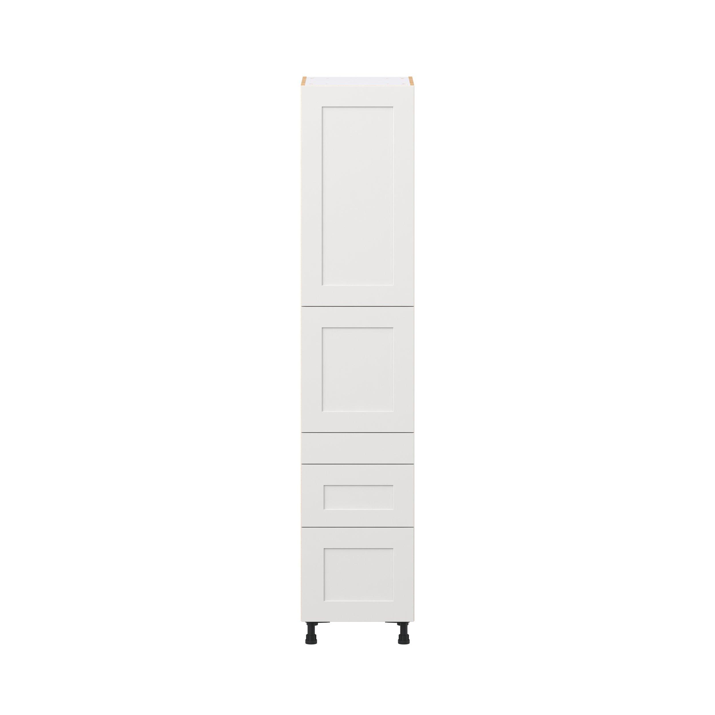 Candler 18 in. Painted Warm White Door and Drawer Pantry Cabinet with Inner Pull-Out