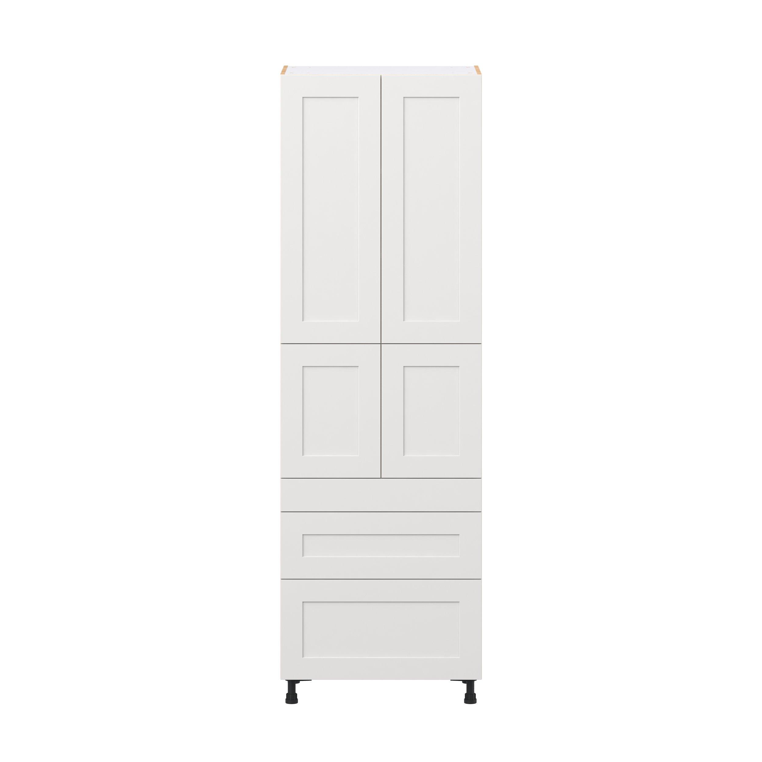 Candler 30 in. Painted Warm White Door and Drawer Pantry Cabinet with Inner Pull-Out