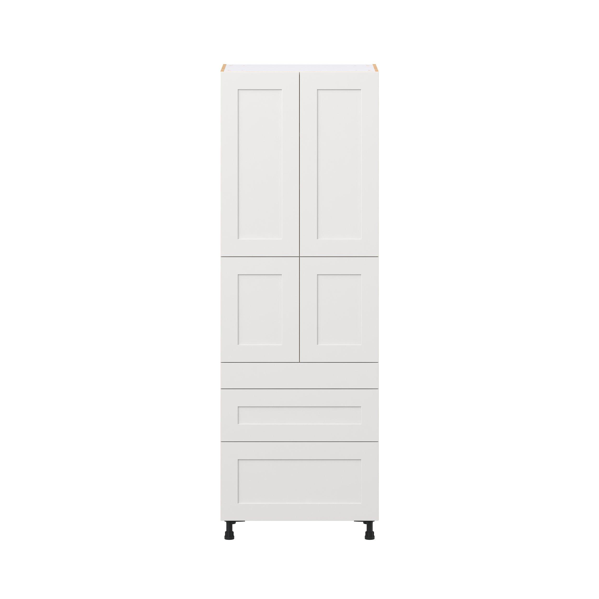 Candler 30 in. Painted Warm White Door and Drawer Pantry Cabinet with Inner Pull-Out