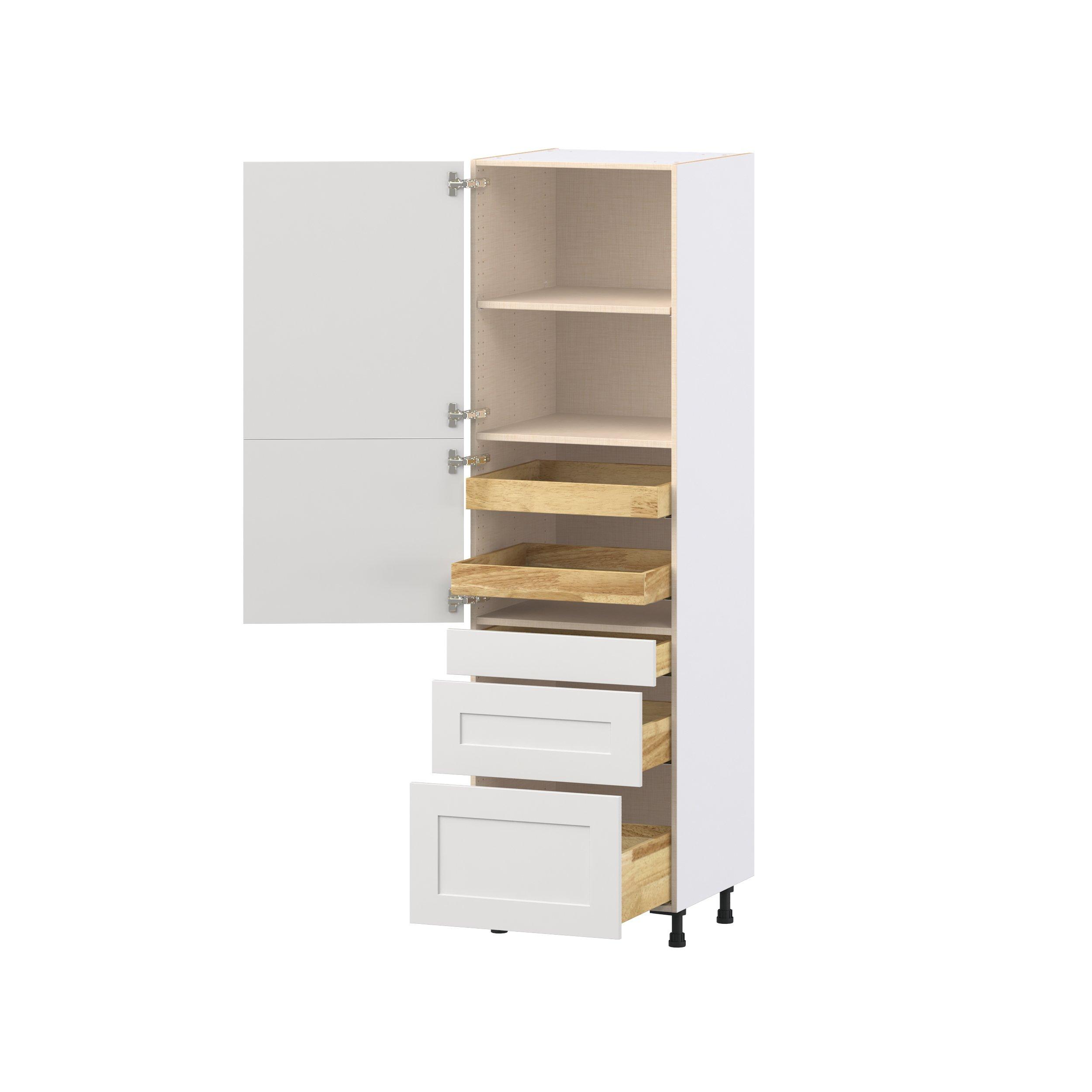 Candler 24 in. Painted Warm White Door and Drawer Pantry Cabinet with Inner Pull-Out