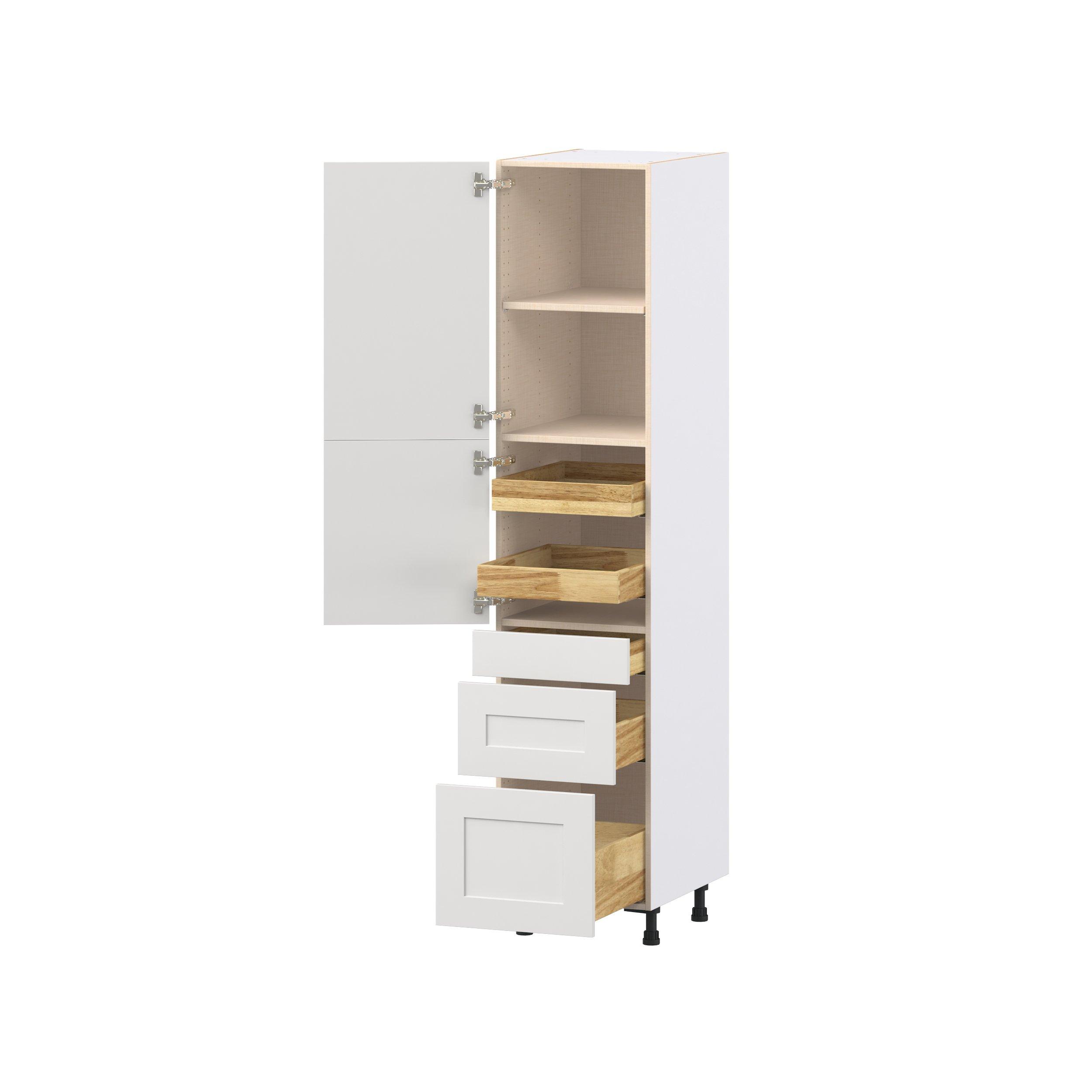 Candler 18 in. Painted Warm White Door and Drawer Pantry Cabinet with Inner Pull-Out