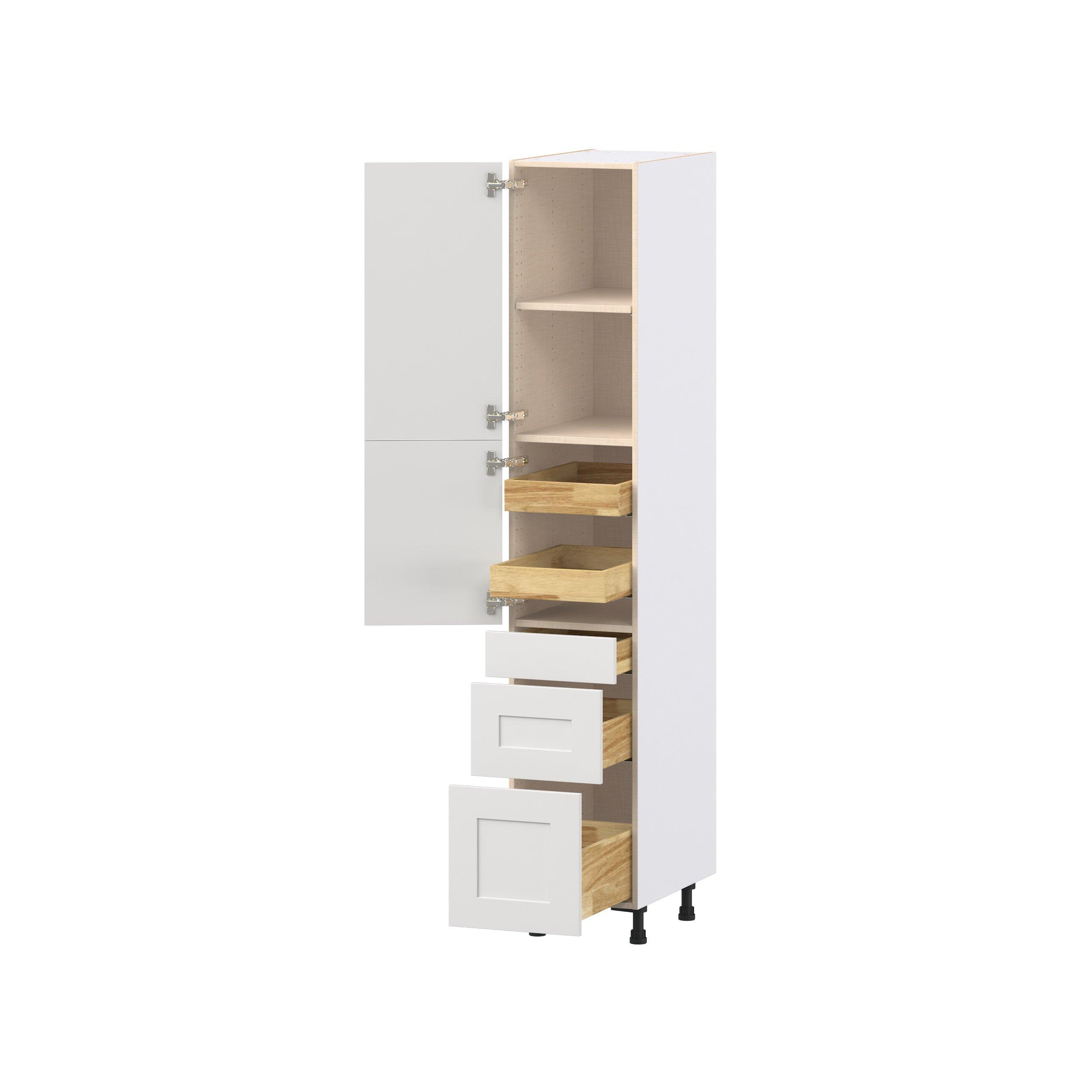 Candler 15 in. Painted Warm White Door and Drawer Pantry Cabinet with Inner Pull-Out