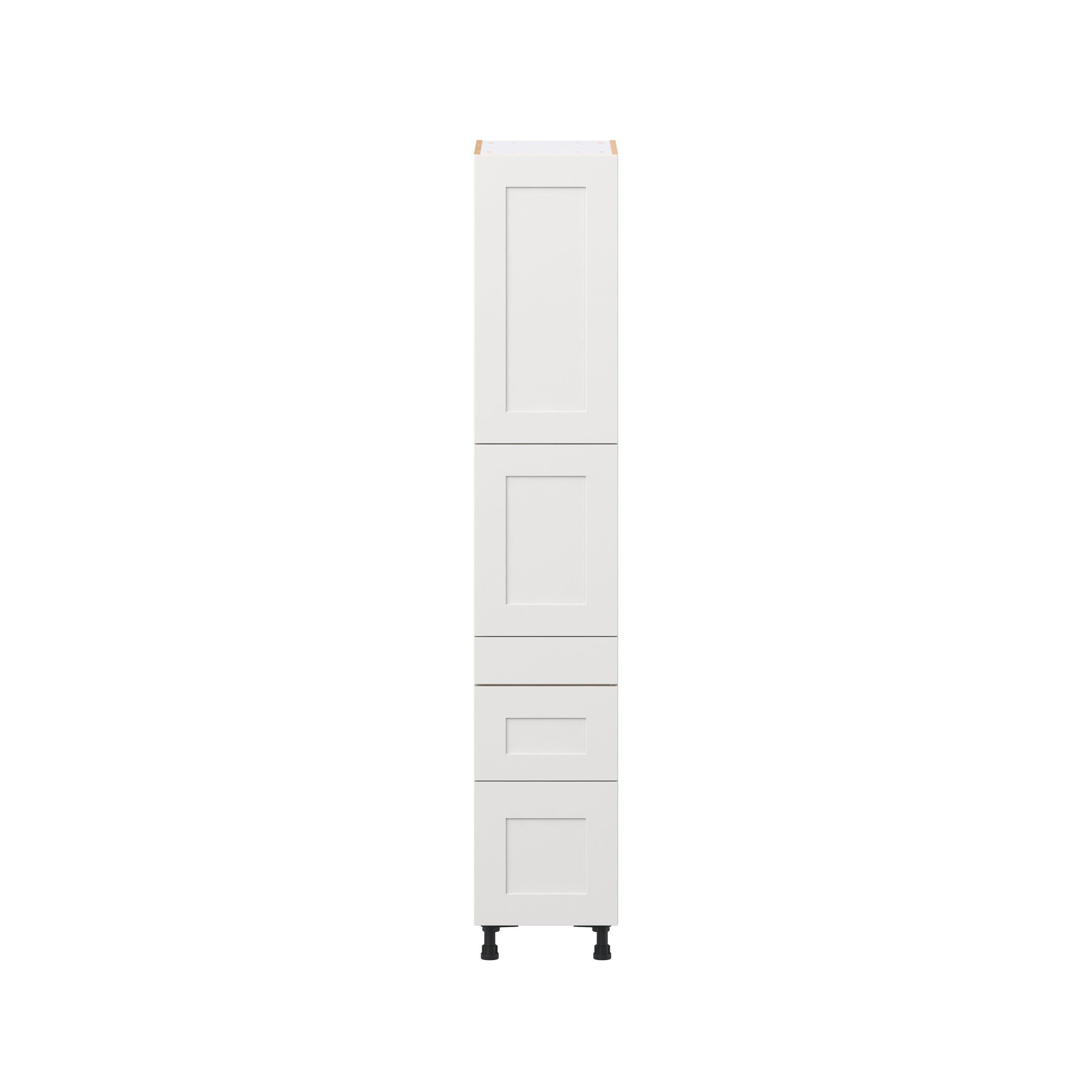 Candler 15 in. Painted Warm White Door and Drawer Pantry Cabinet with Inner Pull-Out