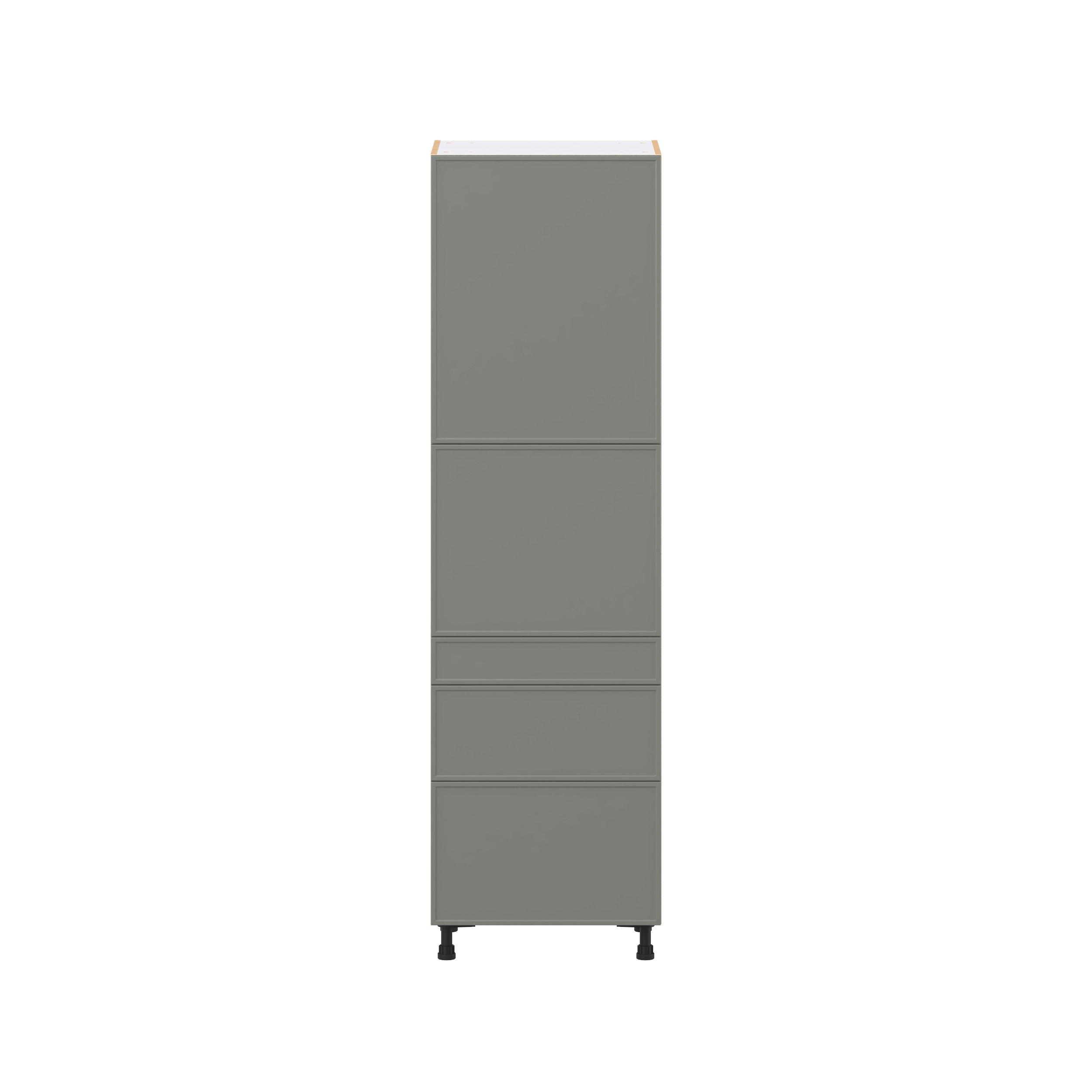 Linden 24 in. Painted Moss Green Door and Drawer Pantry Cabinet with Inner Pull-Out