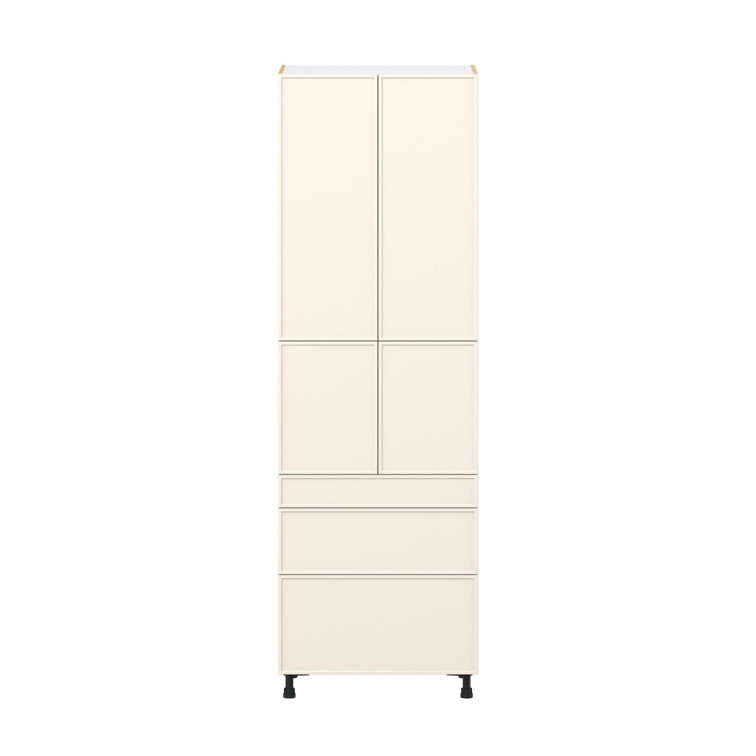 Linden 30 in. Painted Washed Linen Door and Drawer Pantry Cabinet with Inner Pull-Out