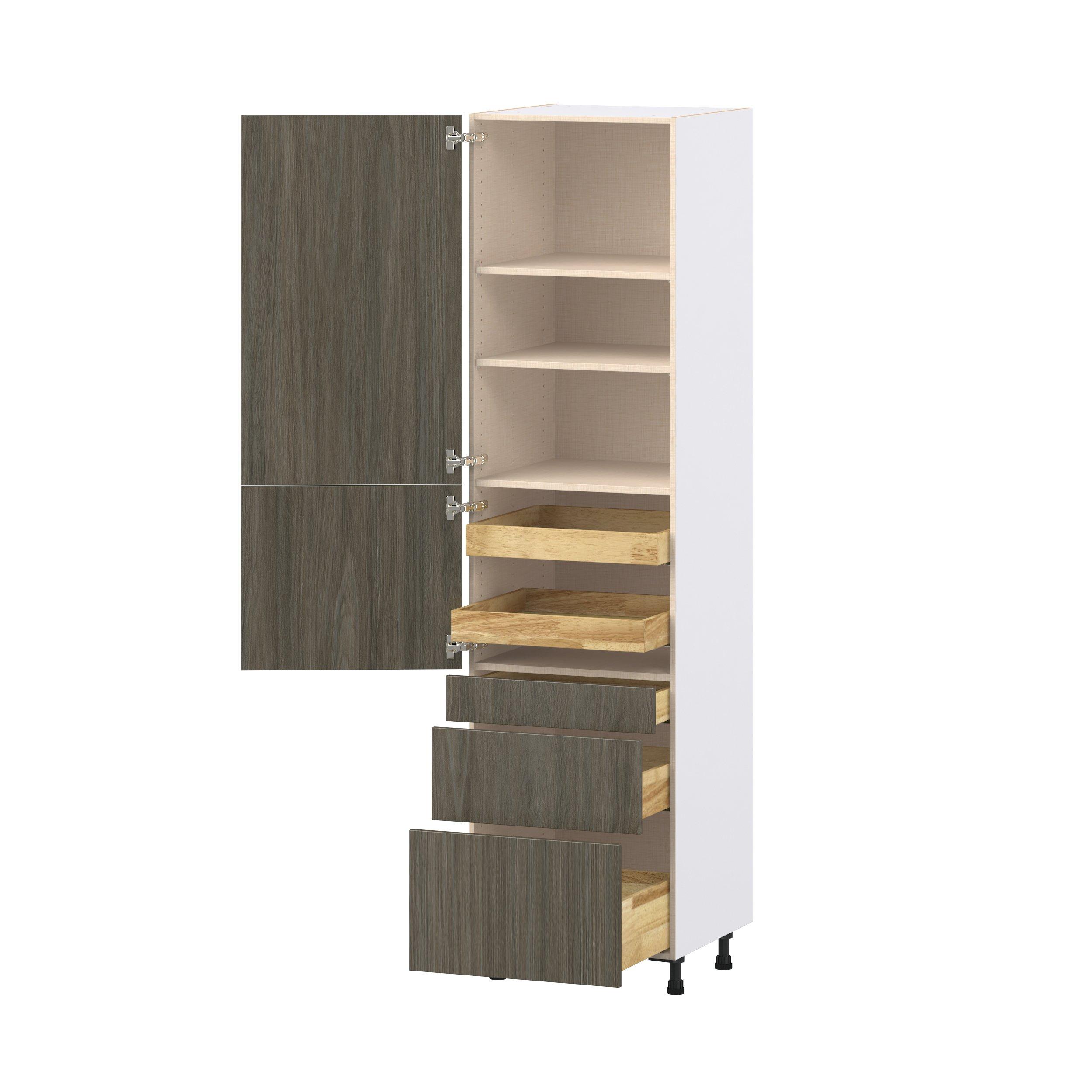 Glenwood 24 in. Burnt Walnut Door and Drawer Pantry Cabinet with Inner Pull-Out